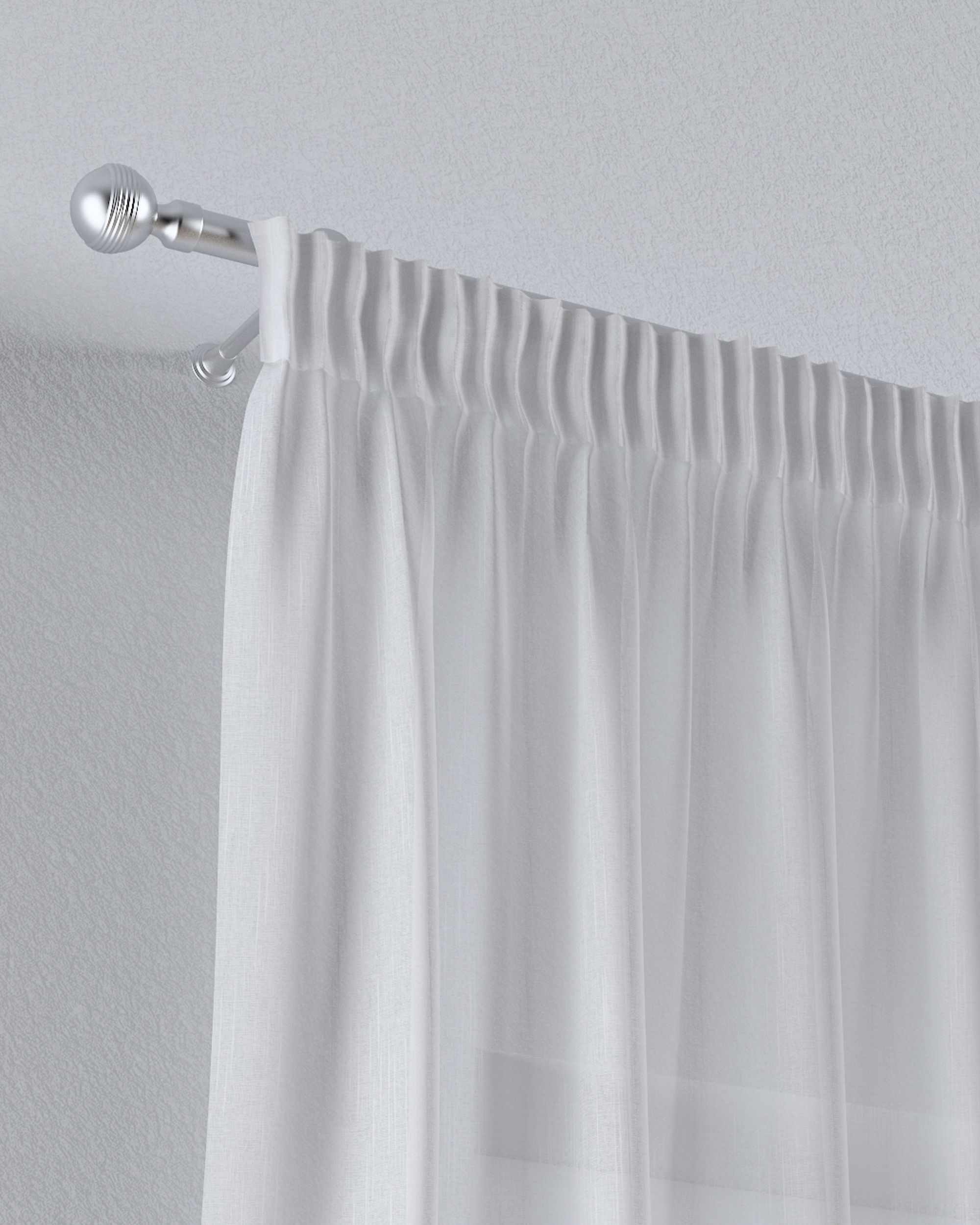 Pencil pleat voile/net curtain product colour cream fabric semi-sheer, structured, patterned (hover)