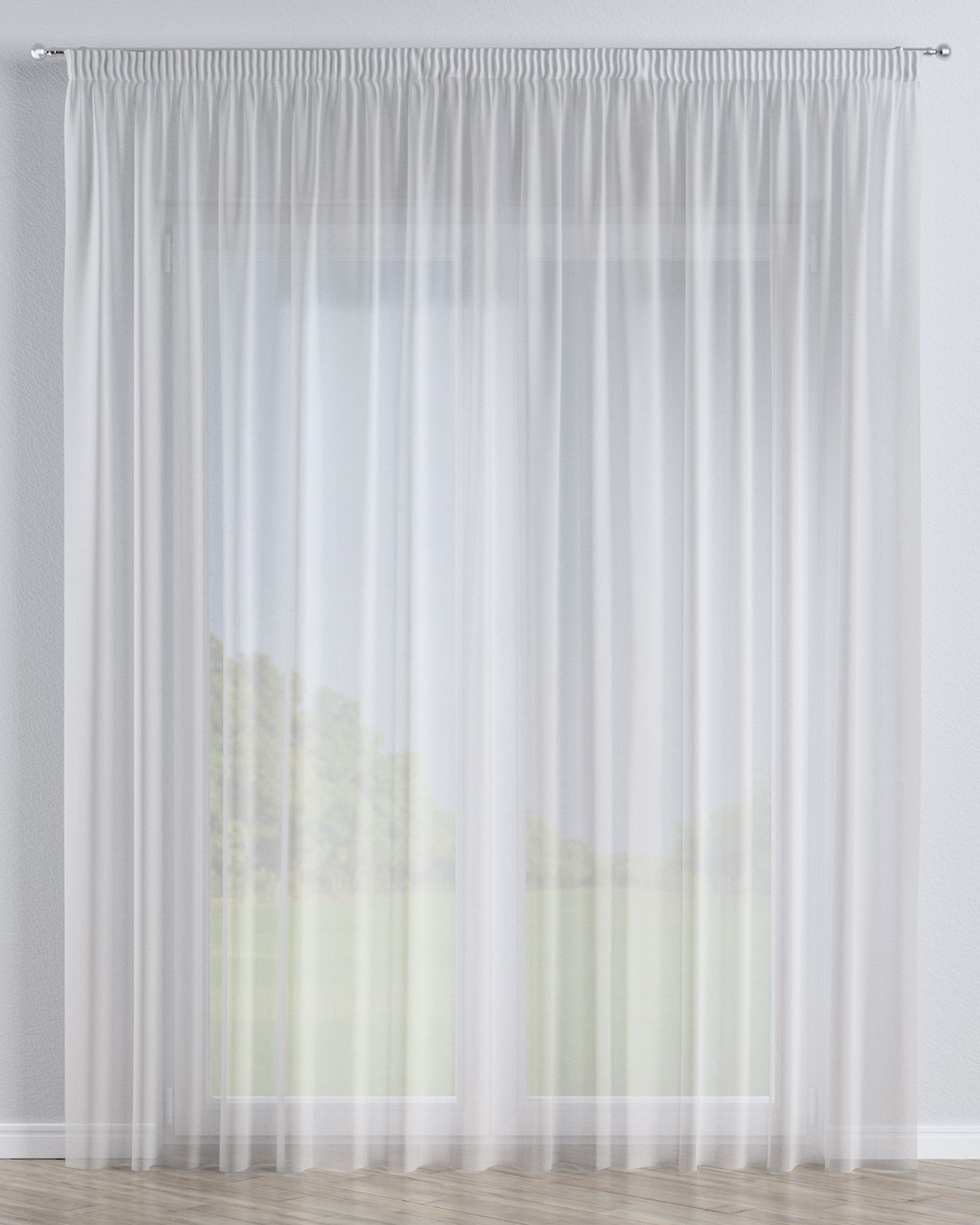 Pencil pleat voile/net curtain product colour cream fabric semi-sheer, structured, patterned