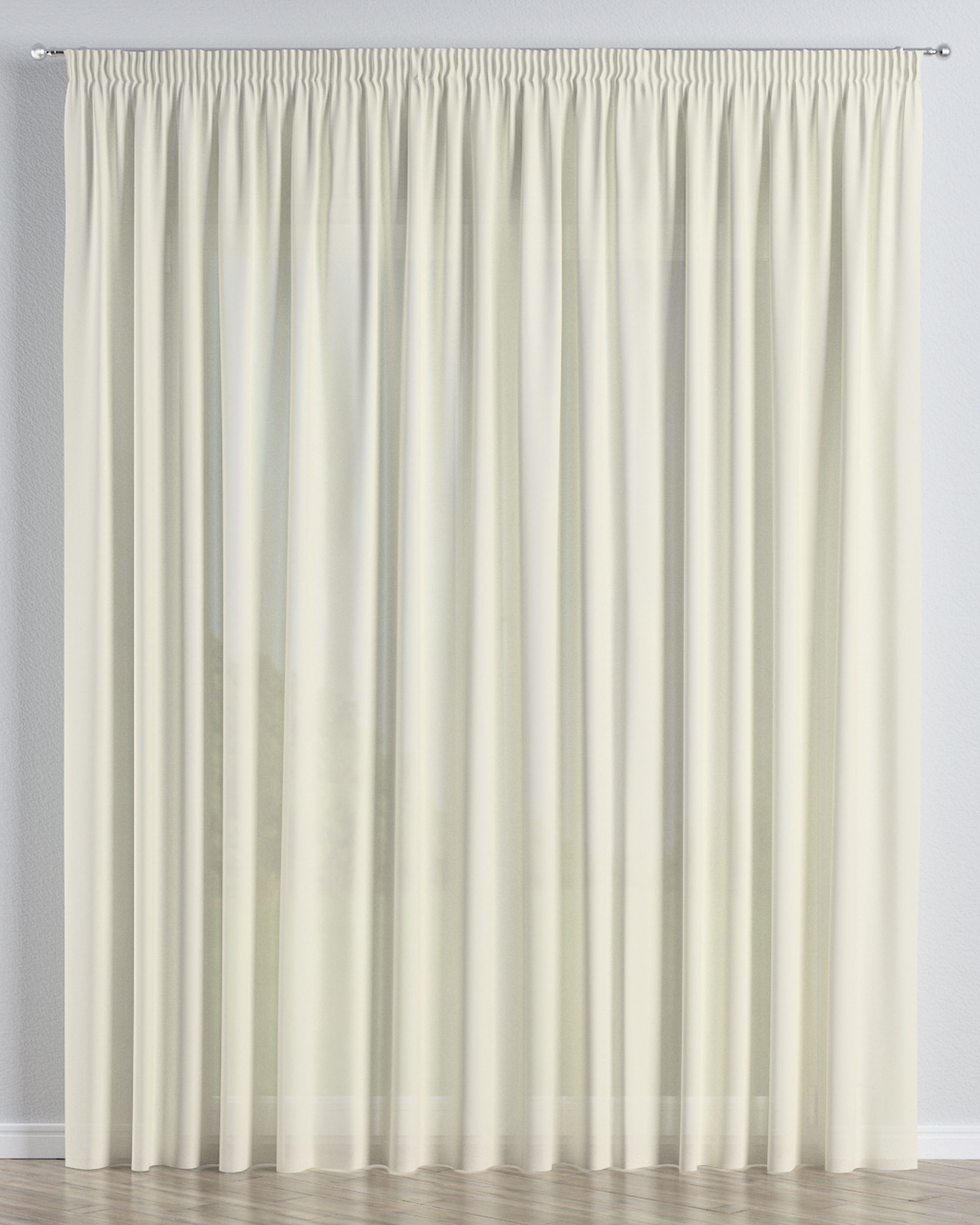 Pencil pleat voile/net curtain product colour cream fabric semi-sheer, structured
