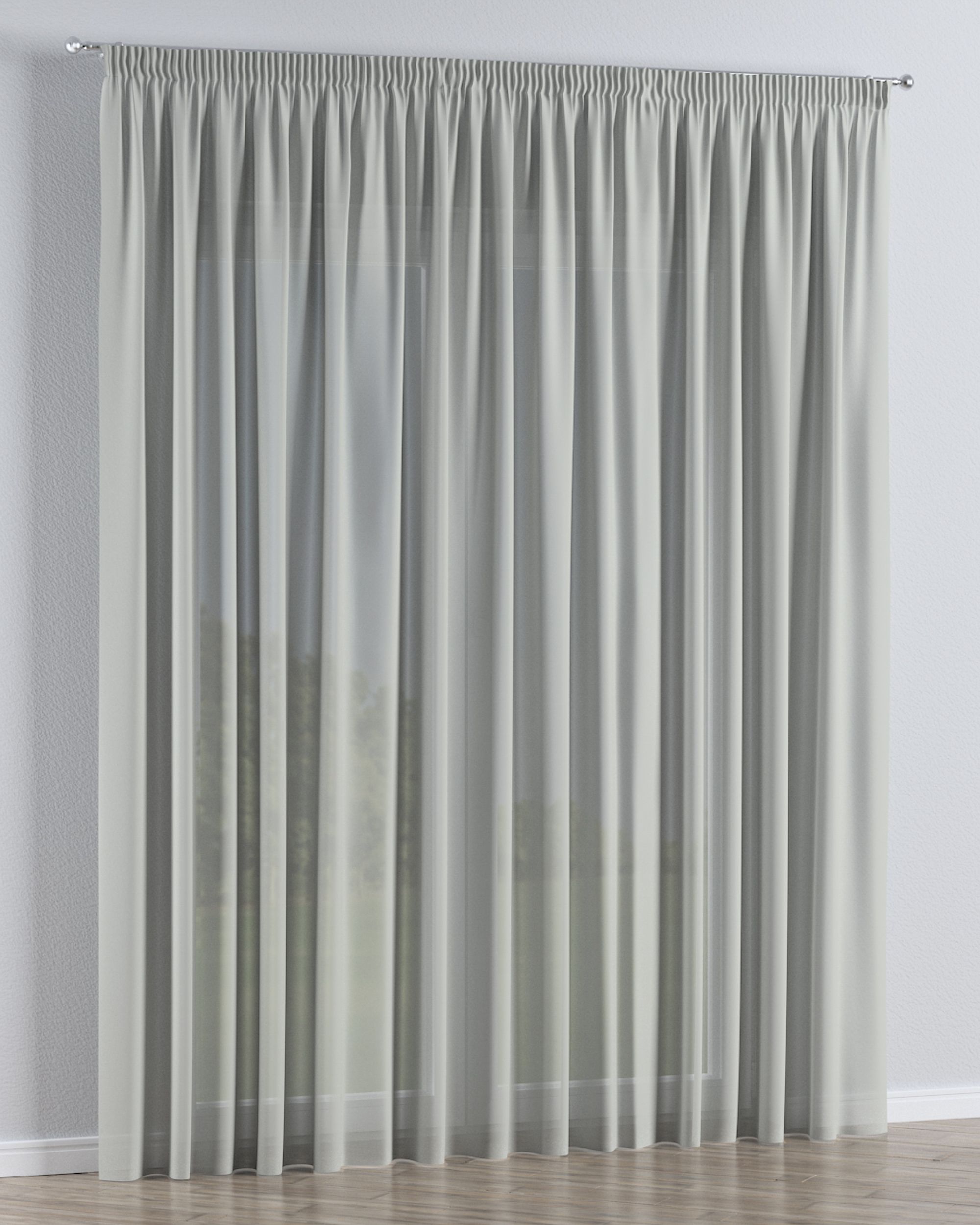 Pencil pleat voile/net curtain product colour cream fabric semi-sheer, structured (hover)