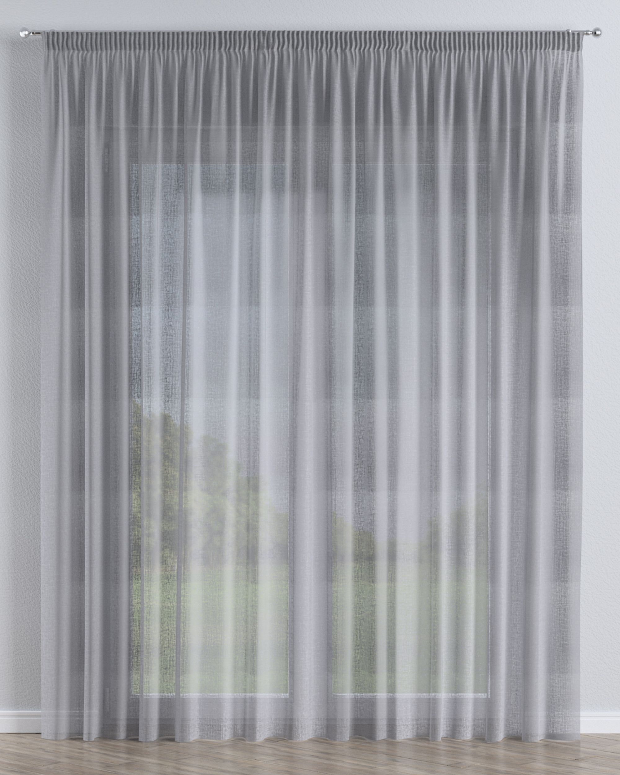 Pencil pleat voile/net curtain product colour grey fabric semi-sheer, structured