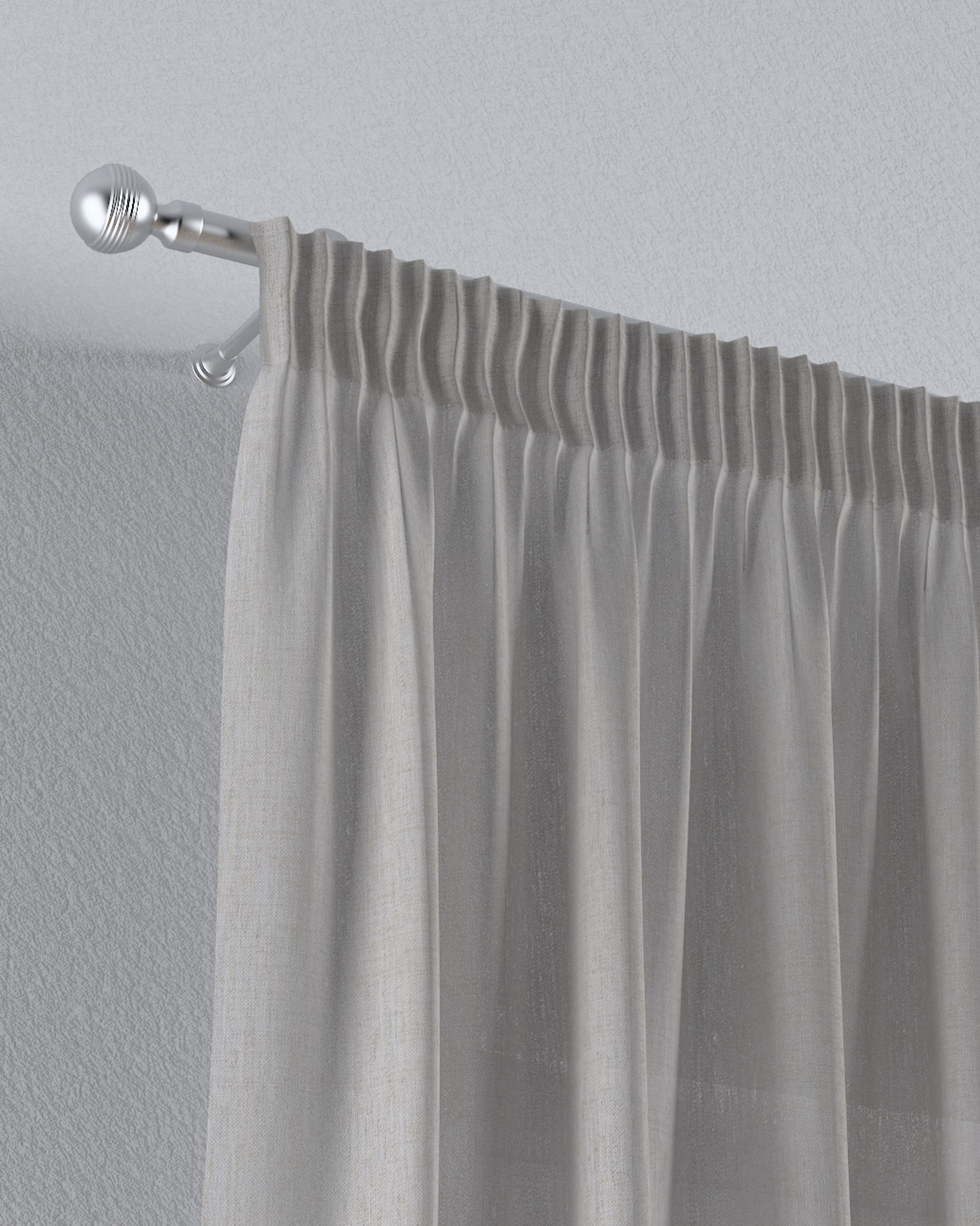 Pencil pleat voile/net curtain product colour beige fabric semi-sheer, structured (hover)