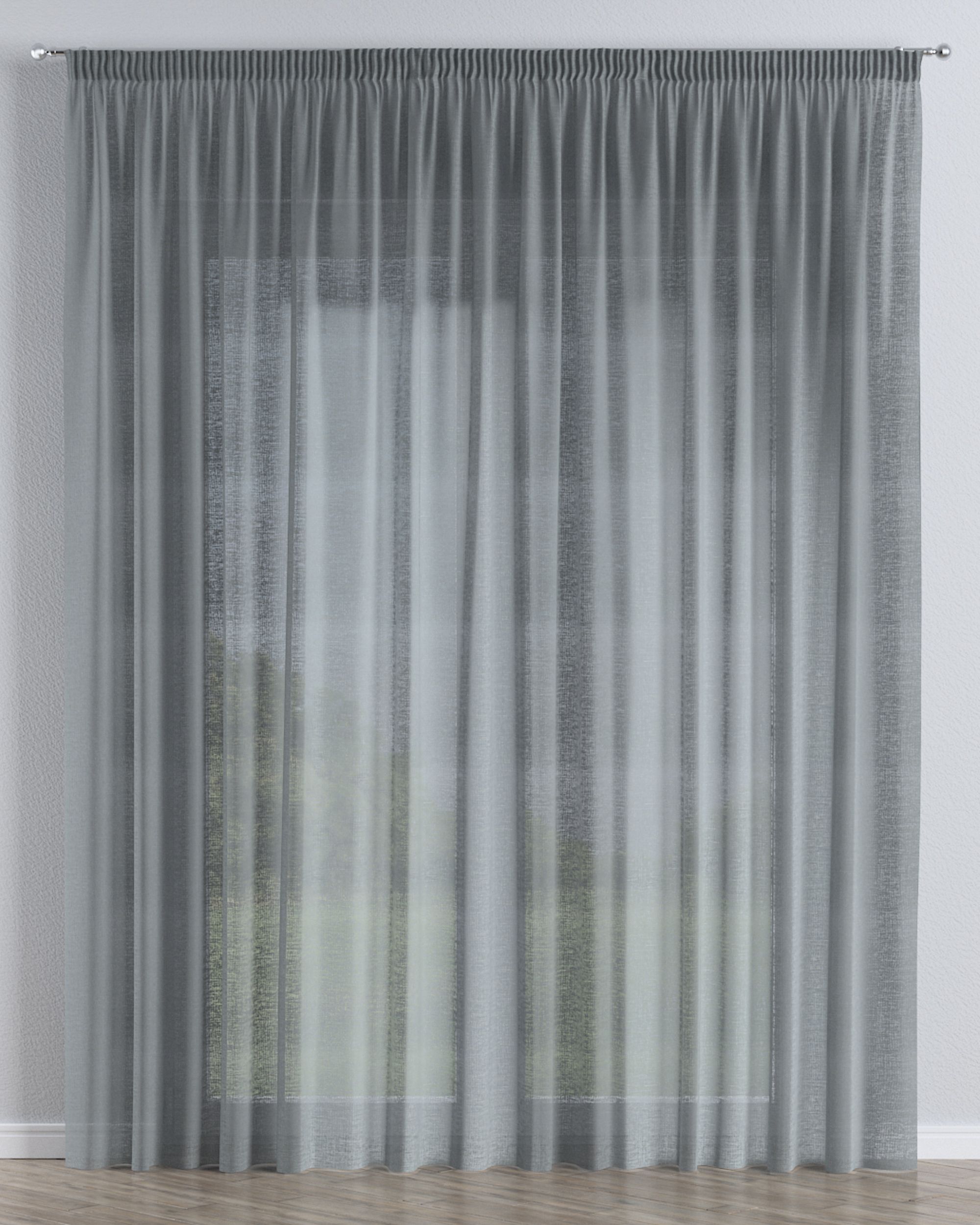 Pencil pleat voile/net curtain product colour green fabric semi-sheer, structured