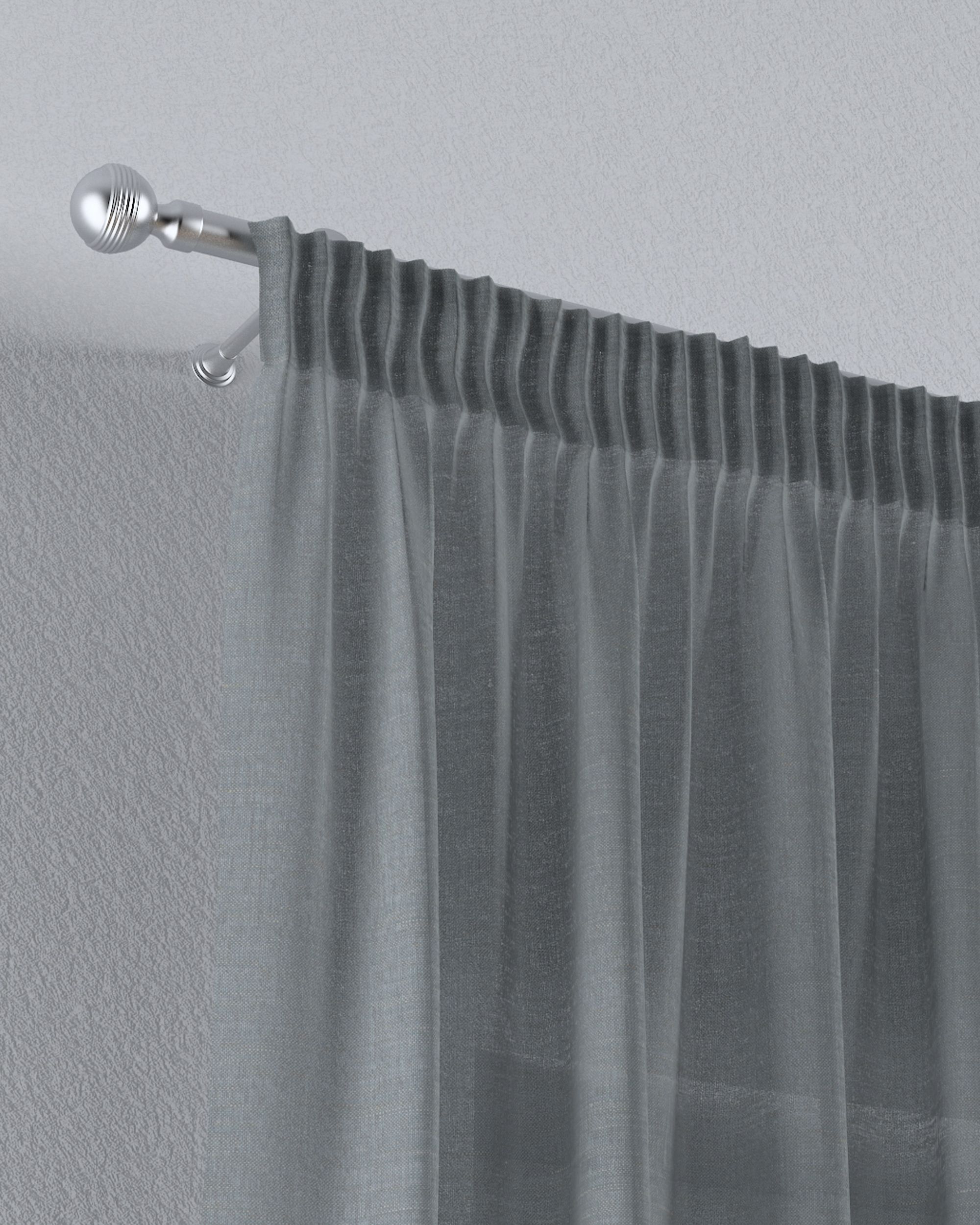 Pencil pleat voile/net curtain product colour green fabric semi-sheer, structured (hover)