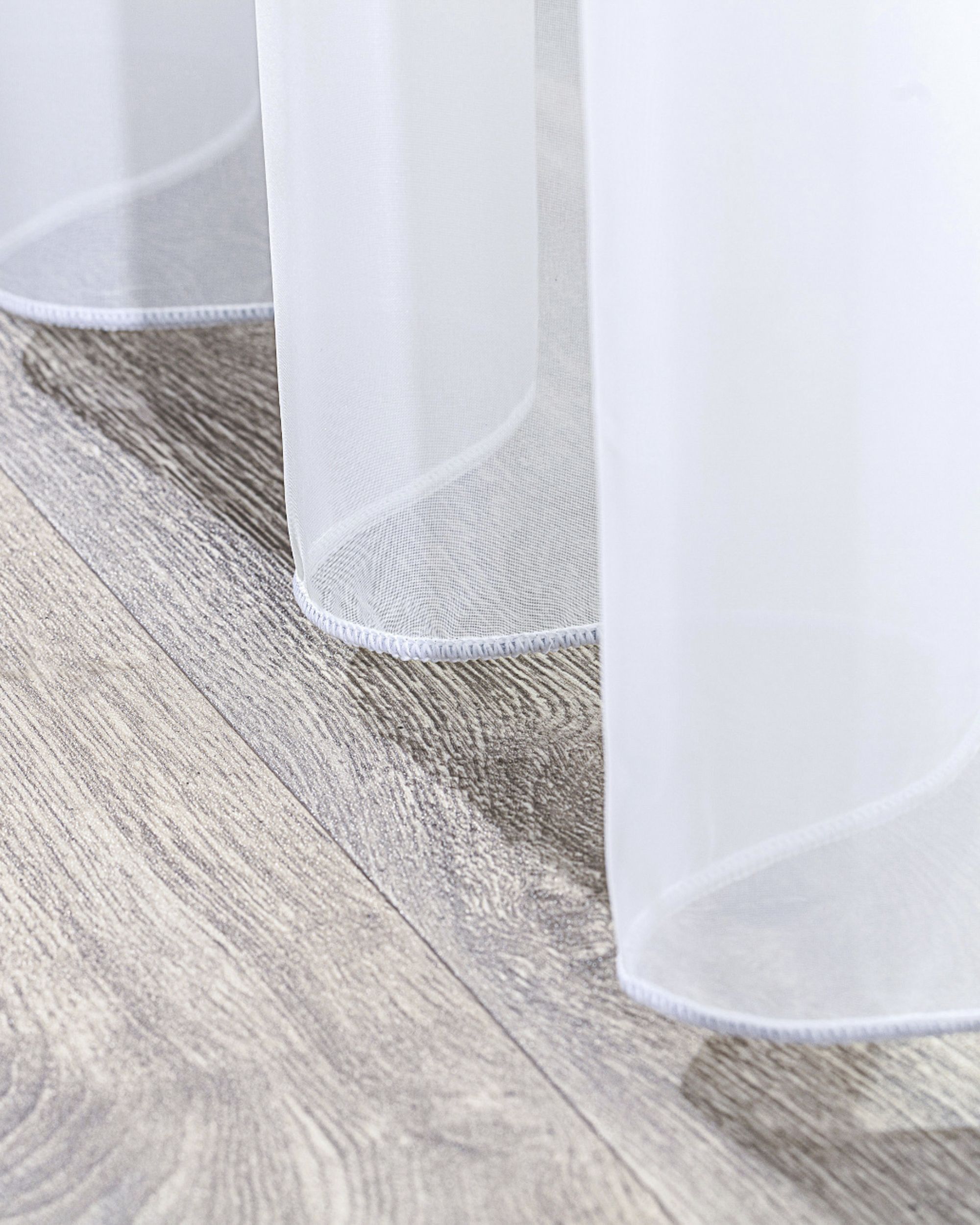 Pencil pleat voile/net curtain product colour white fabric semi-sheer, structured (hover)