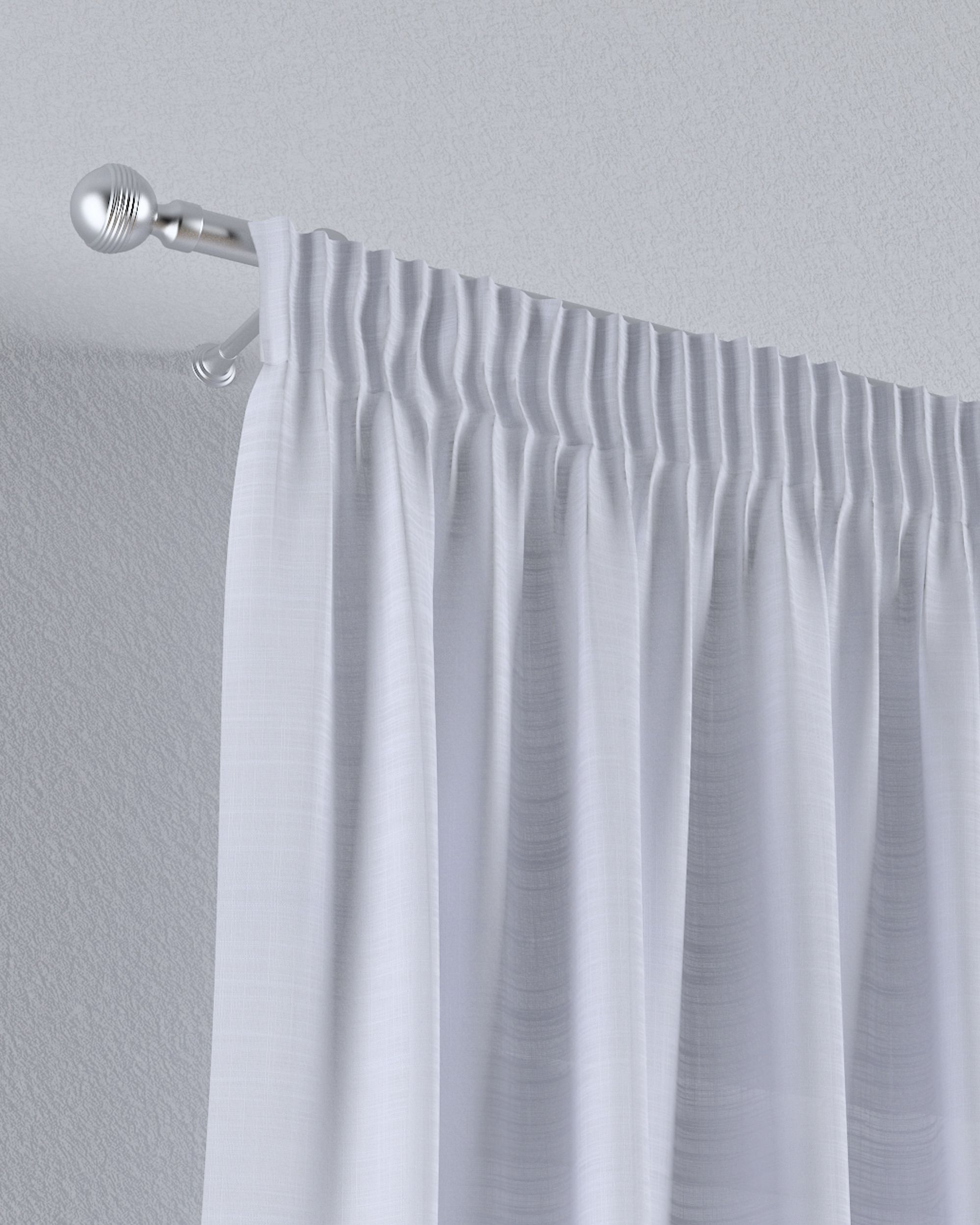 Pencil pleat voile/net curtain product colour white fabric semi-sheer, structured (hover)