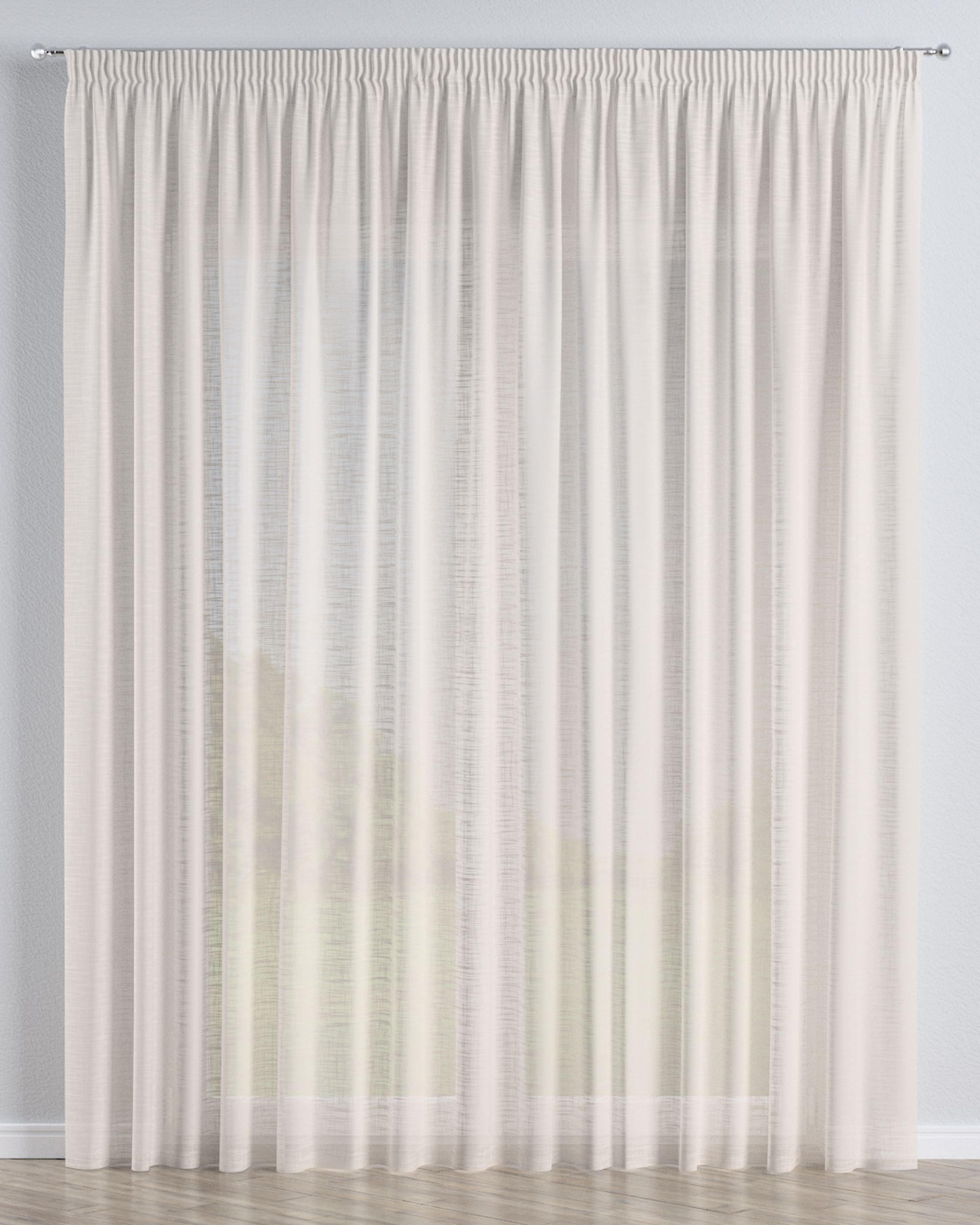 Pencil pleat voile/net curtain product colour cream fabric semi-sheer, structured