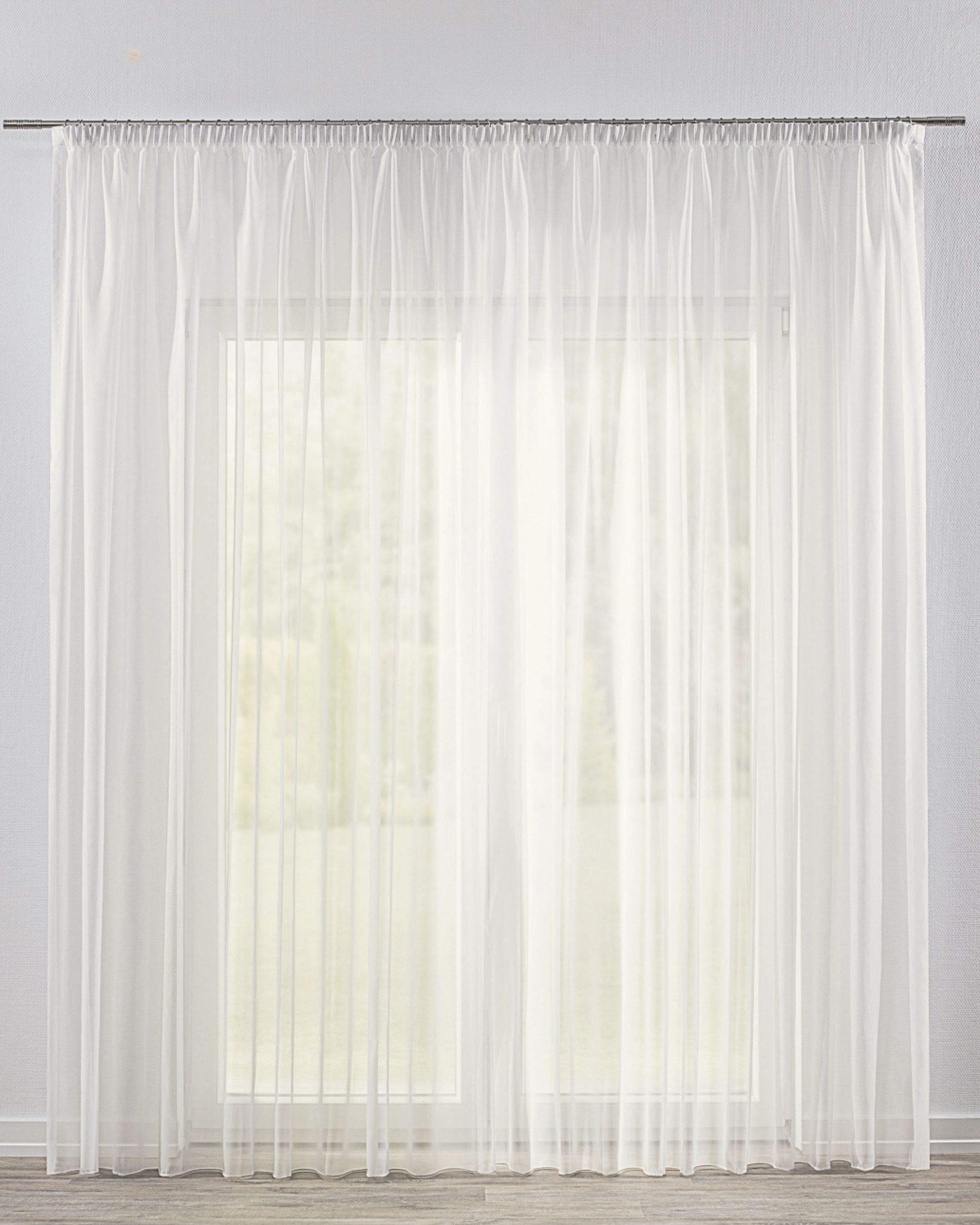 Pencil pleat voile/net curtain product colour cream fabric semi-sheer, structured