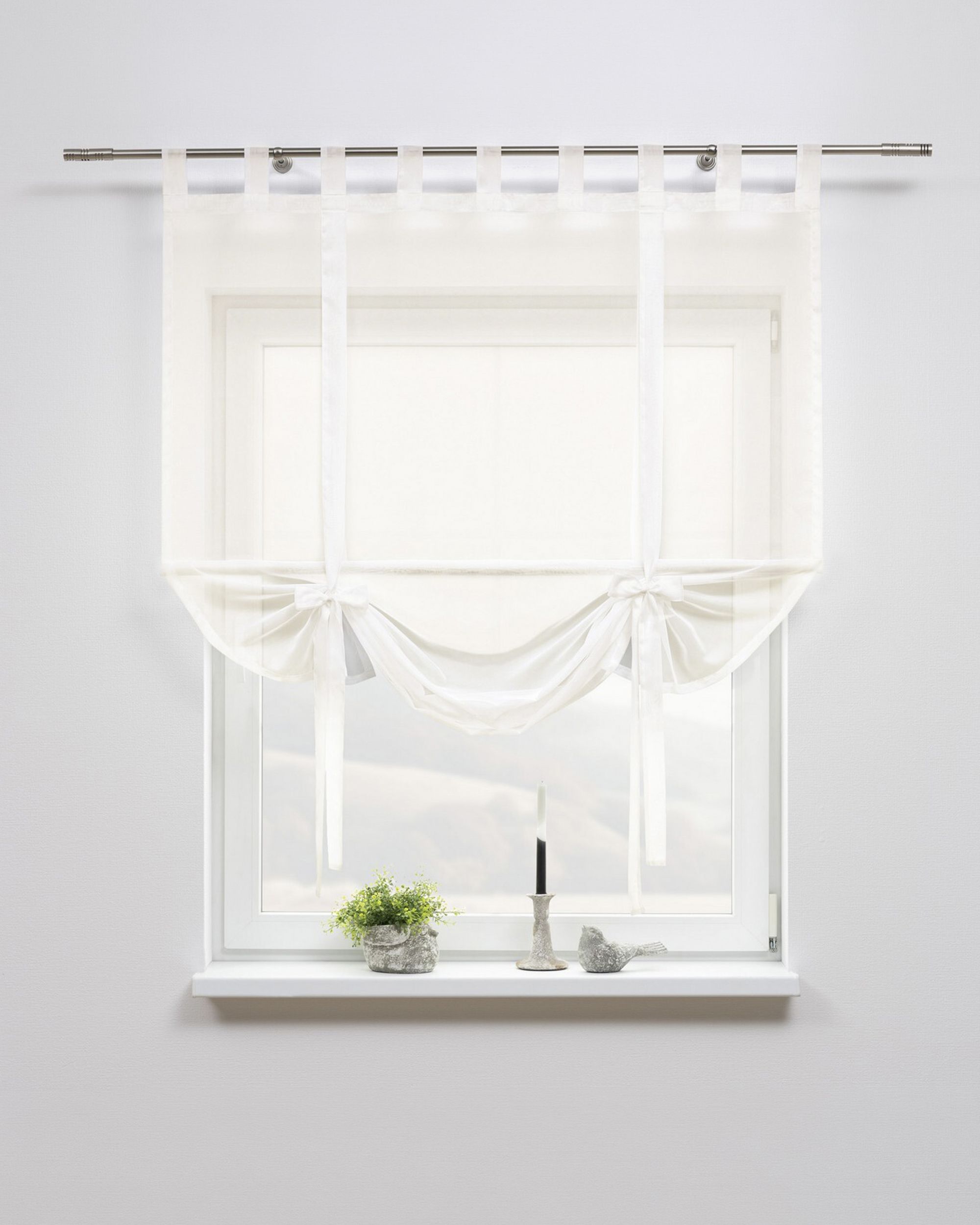 Roma voile blind with bamboo product colour cream fabric semi-sheer, structured