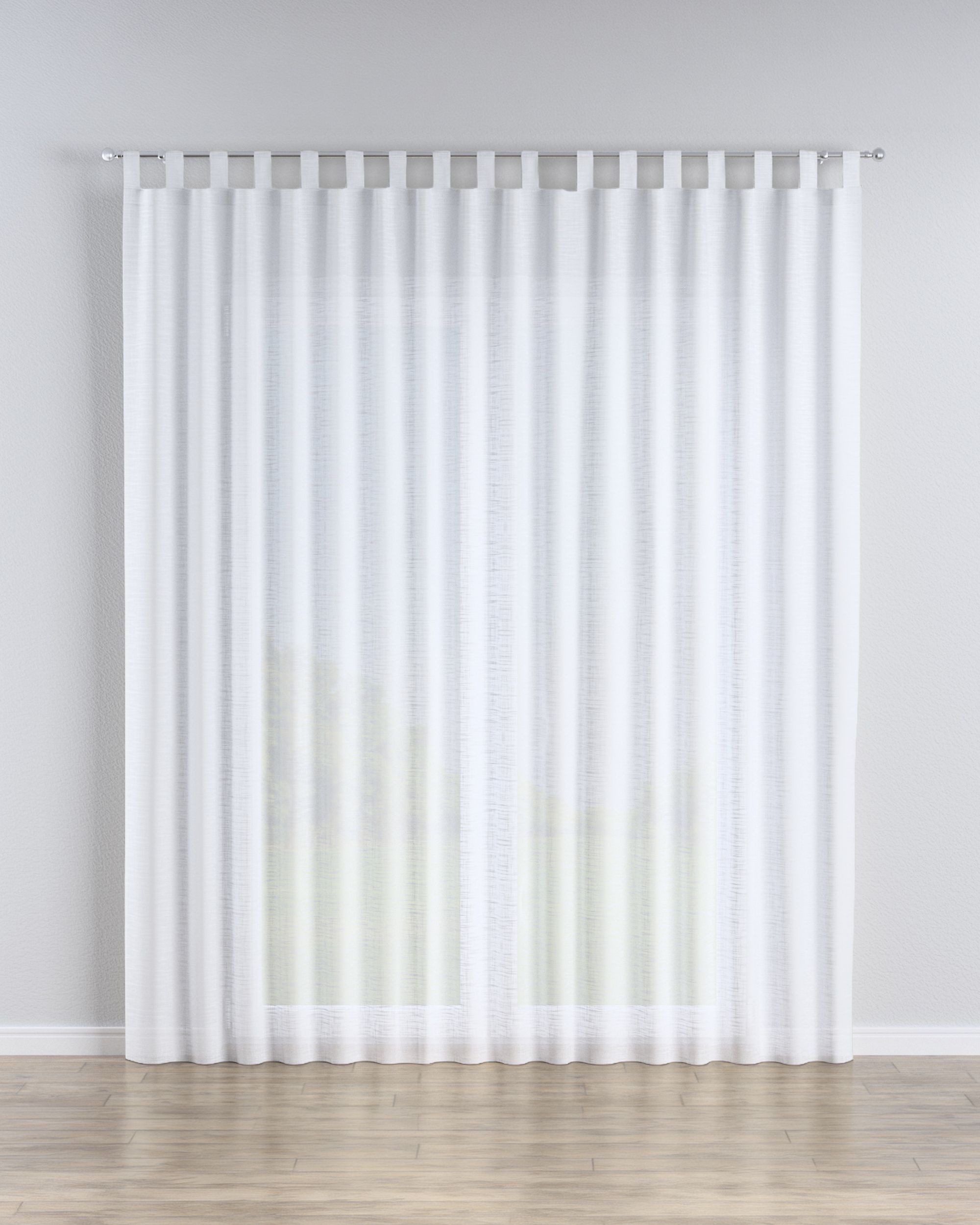Tab top voile/net curtains product colour white fabric semi-sheer, structured