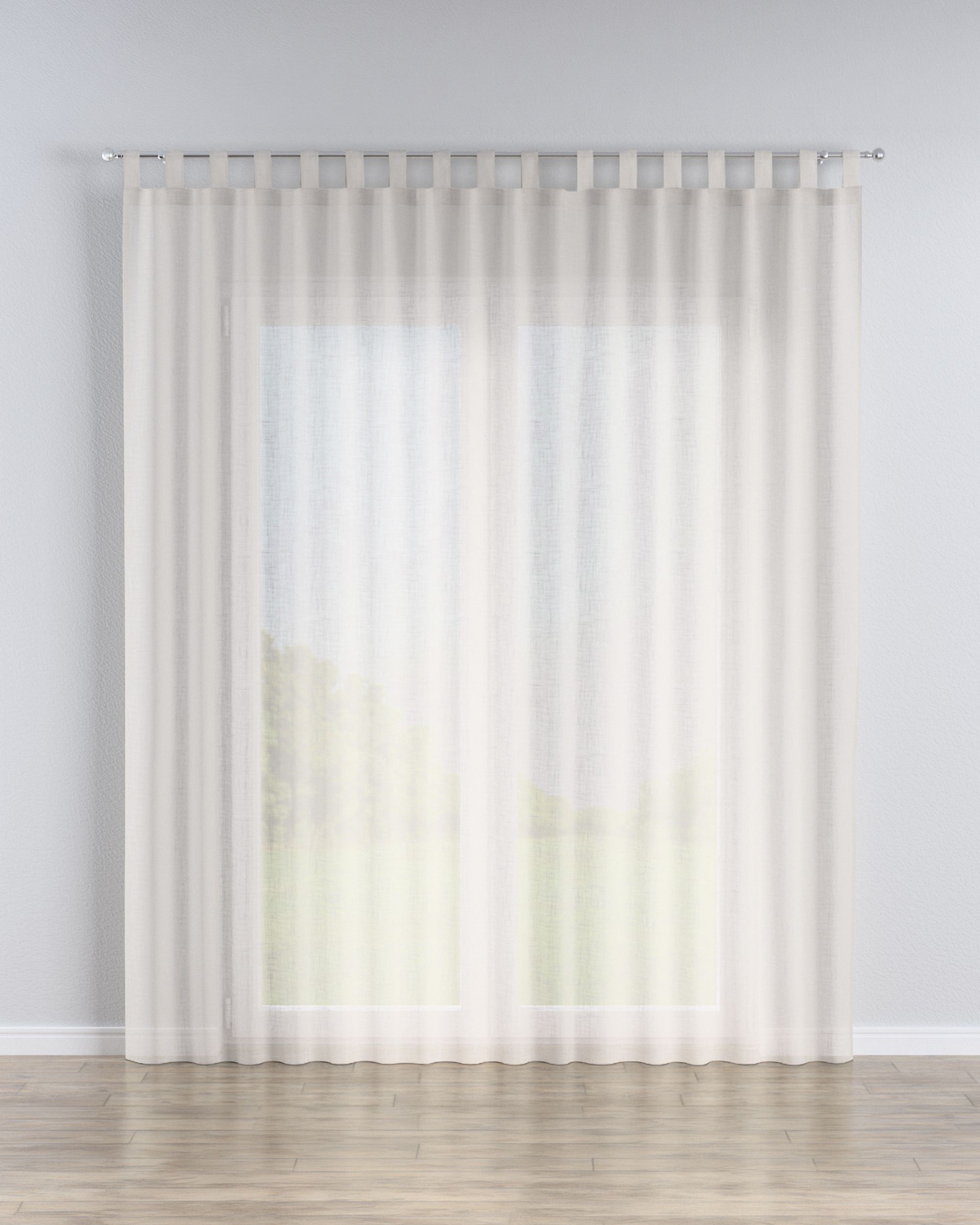 Tab top voile/net curtains product colour beige fabric semi-sheer, structured