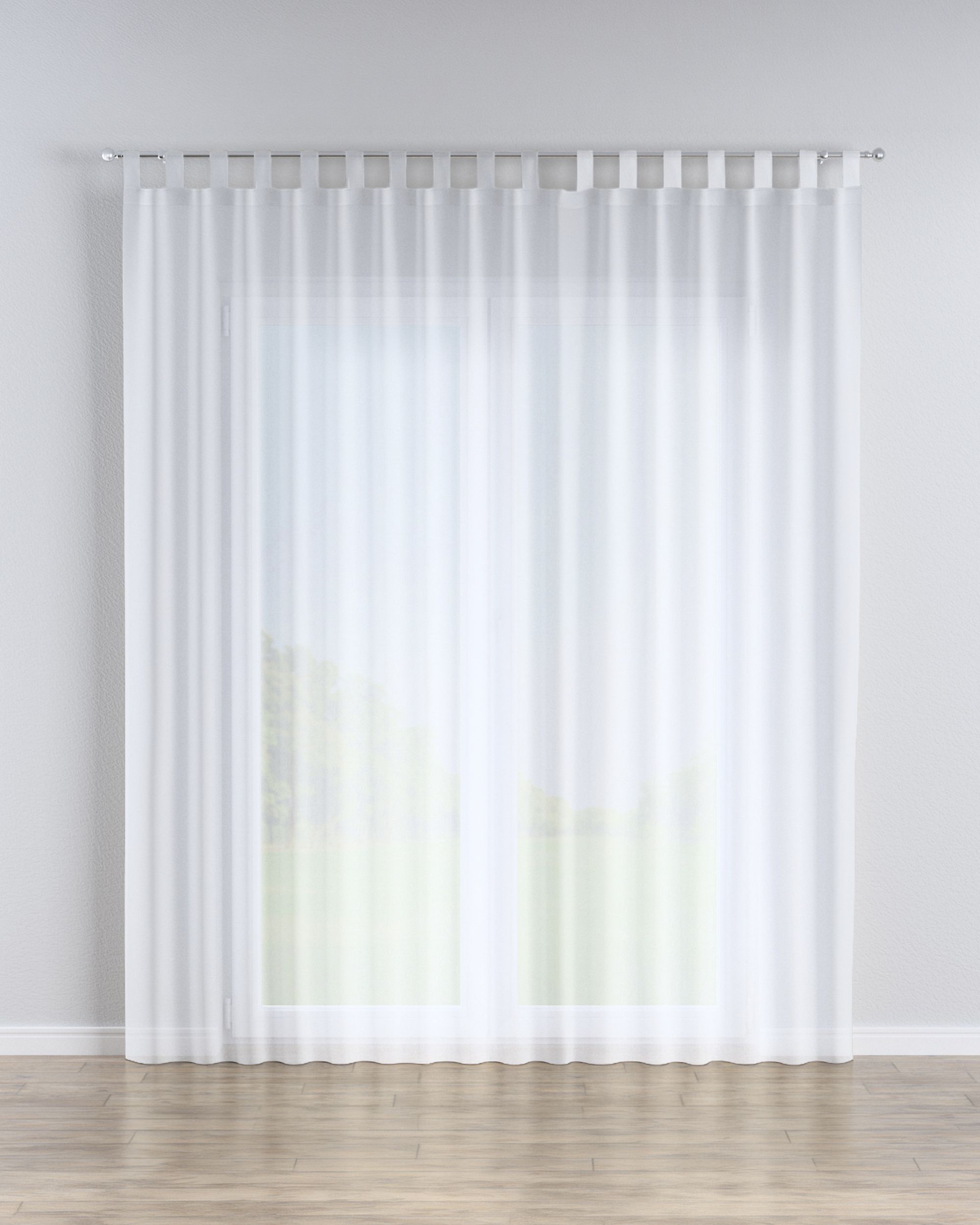 Tab top voile/net curtains product colour white fabric semi-sheer, structured
