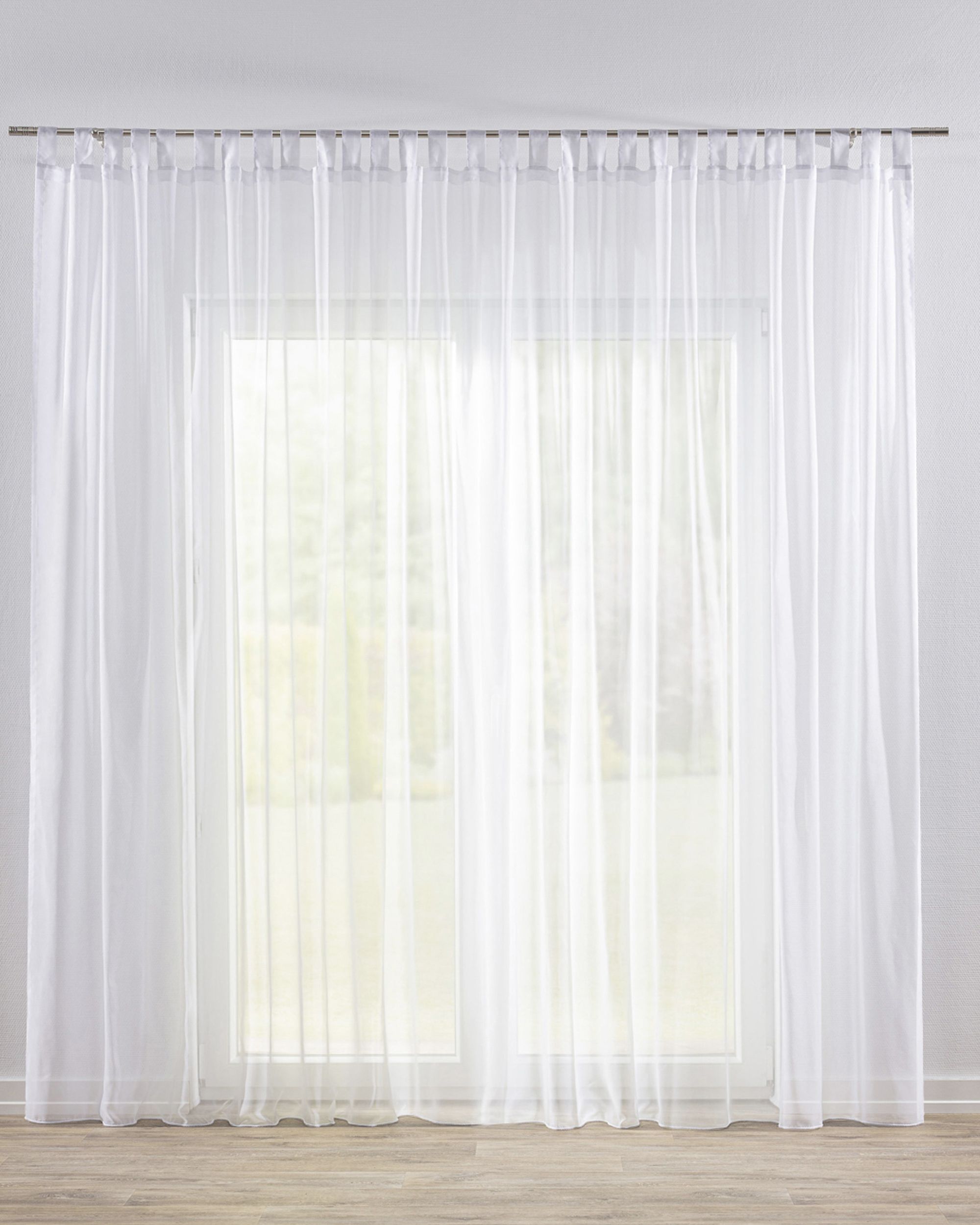 Tab top voile/net curtains product colour white fabric semi-sheer, structured