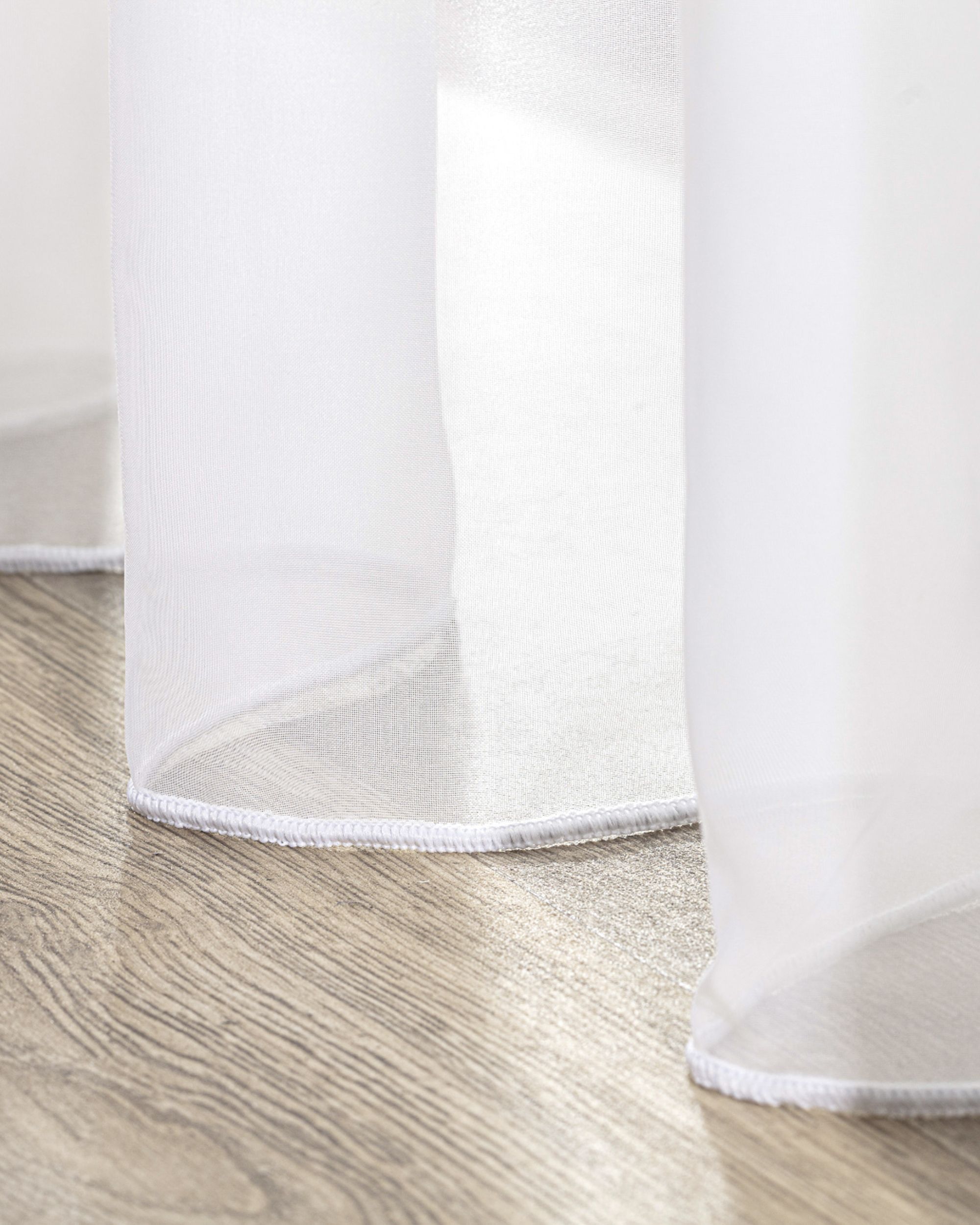 Tab top voile/net curtains product colour white fabric semi-sheer, structured (hover)
