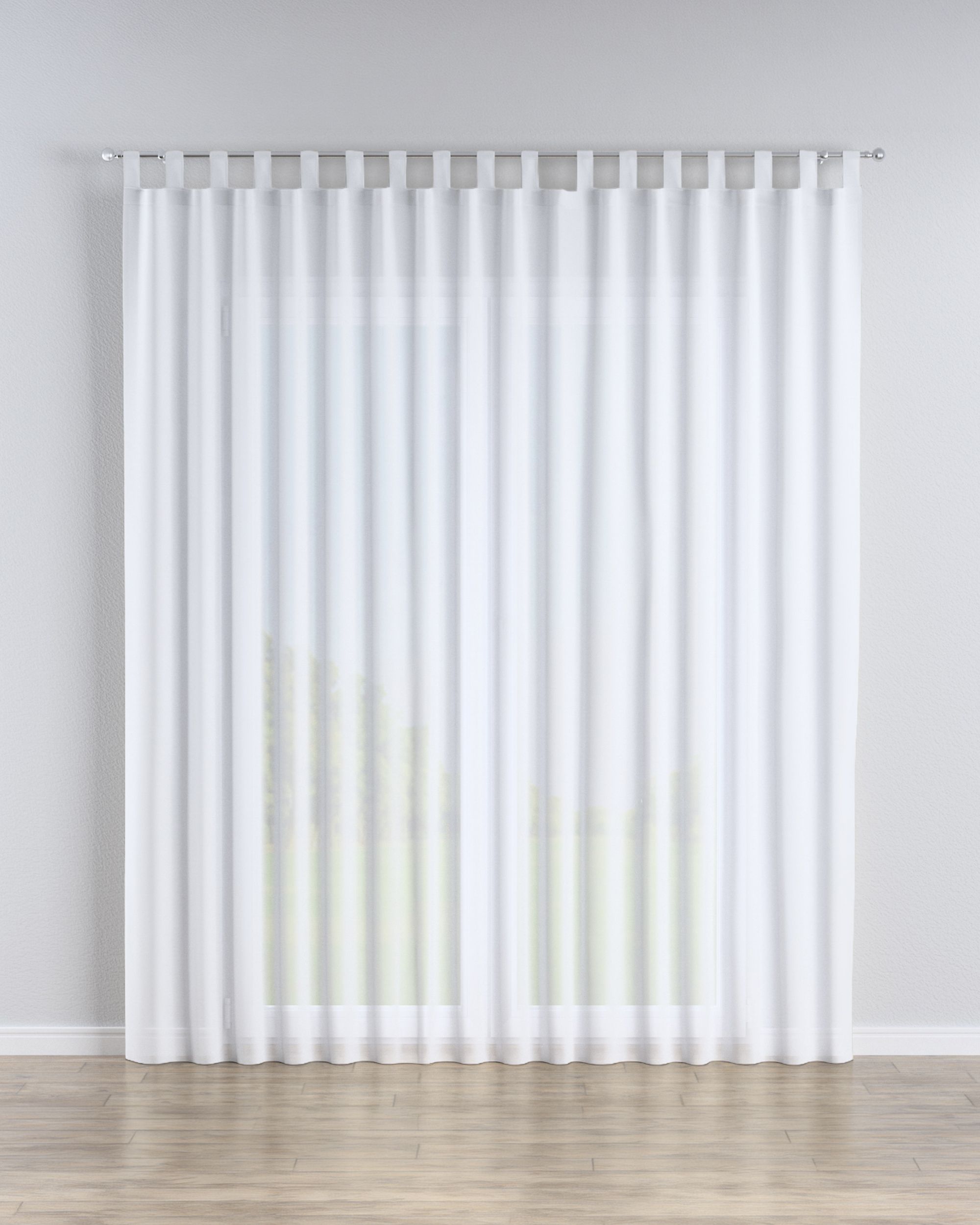 Tab top voile/net curtains product colour white fabric semi-sheer, structured
