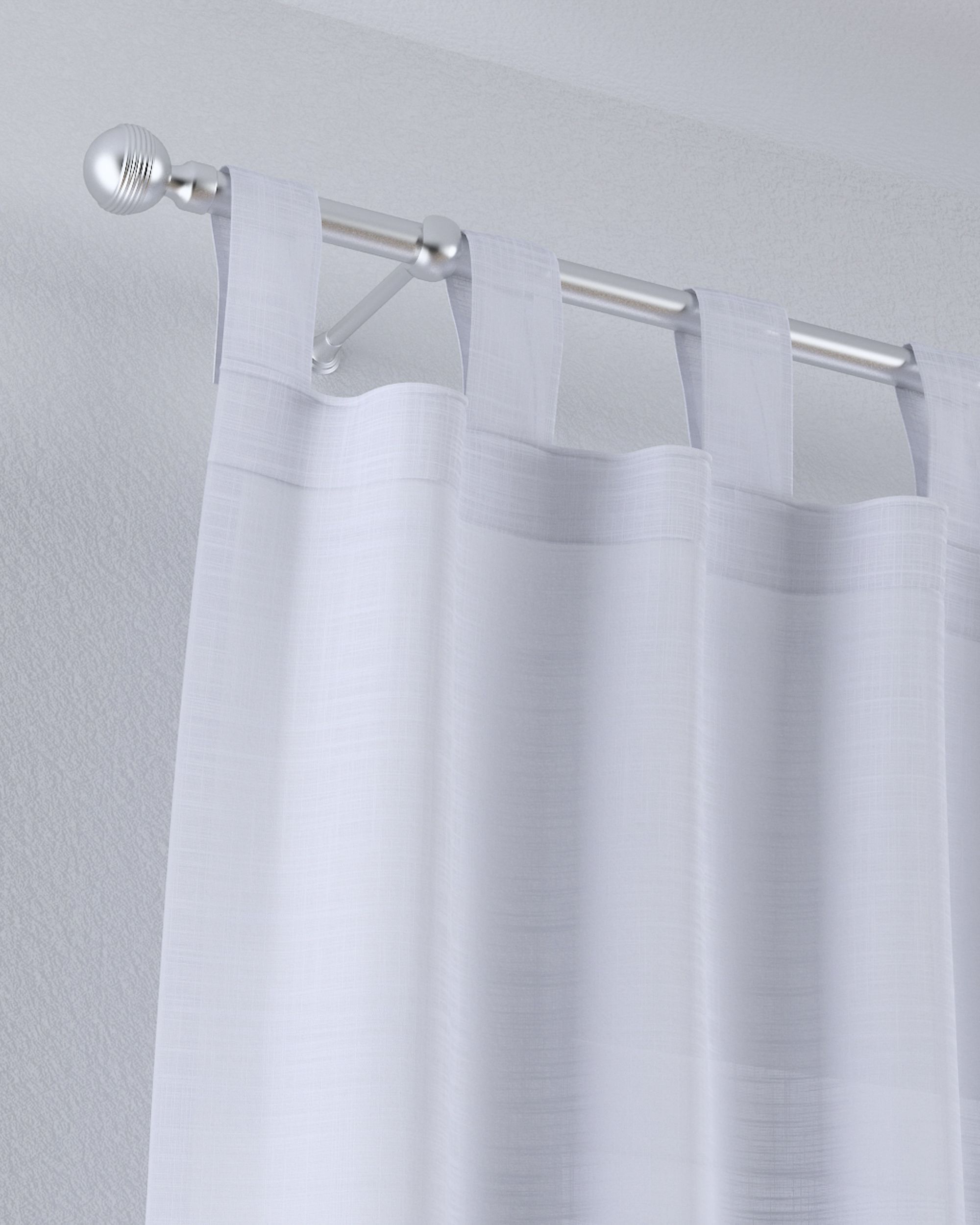 Tab top voile/net curtains product colour white fabric semi-sheer, structured (hover)