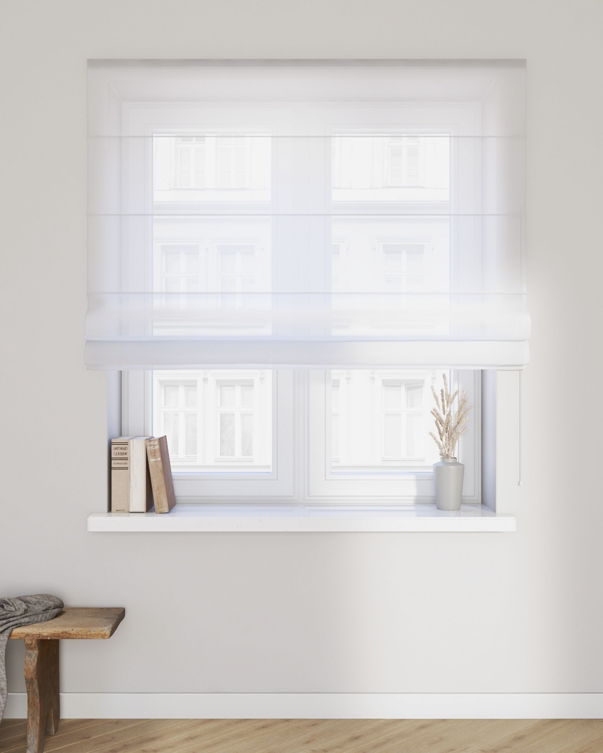 Siena voile blind product colour white fabric semi-sheer, gloss (hover)