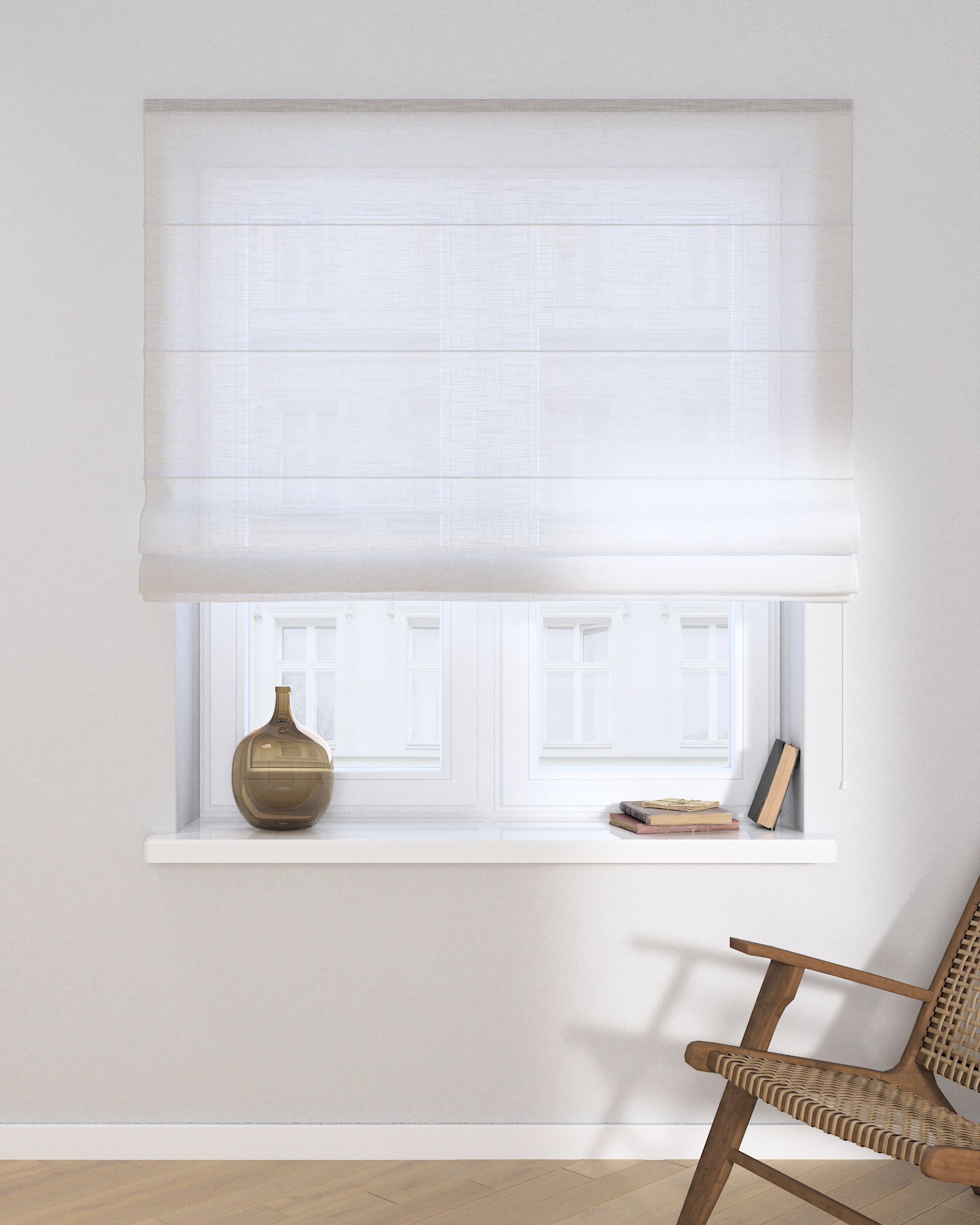 Capri Roman blind product colour white fabric semi-sheer, structured (hover)