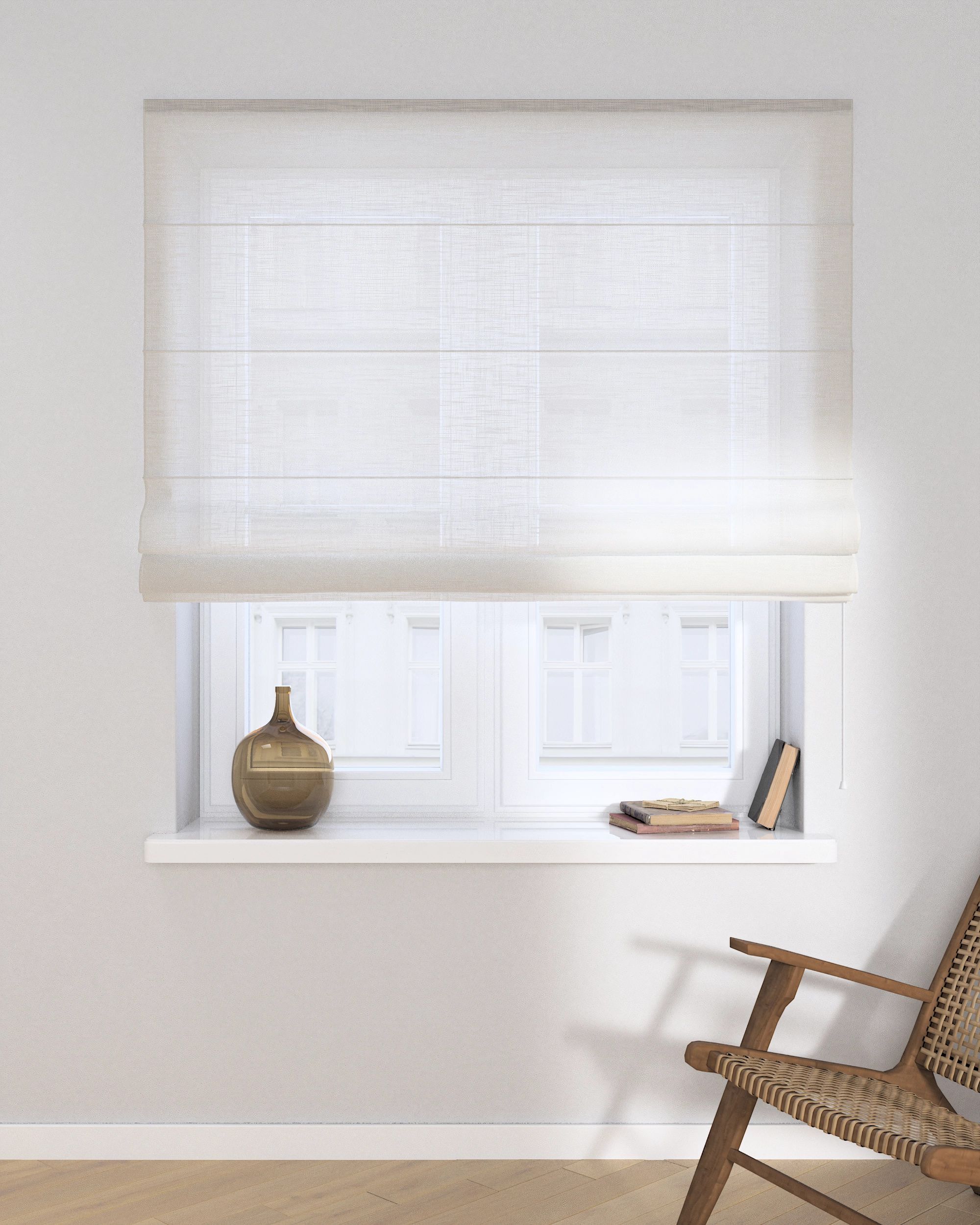 Capri Roman blind product colour cream fabric semi-sheer, structured (hover)