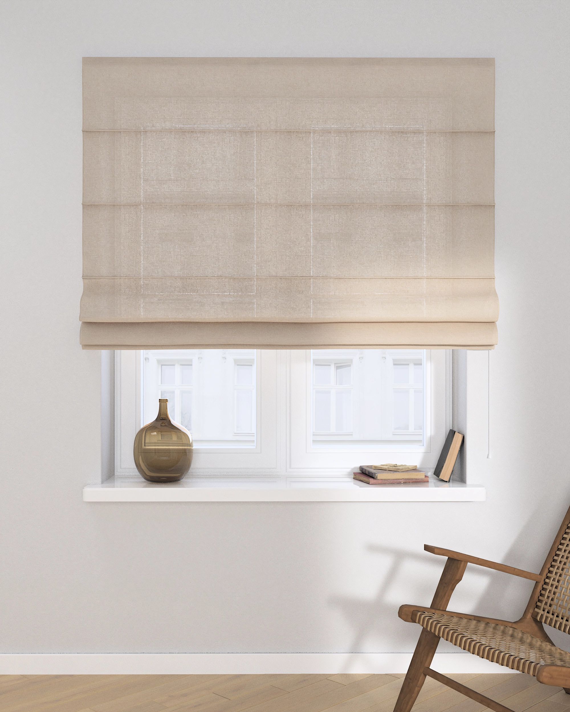 Capri Roman blind product colour beige fabric semi-sheer, structured (hover)