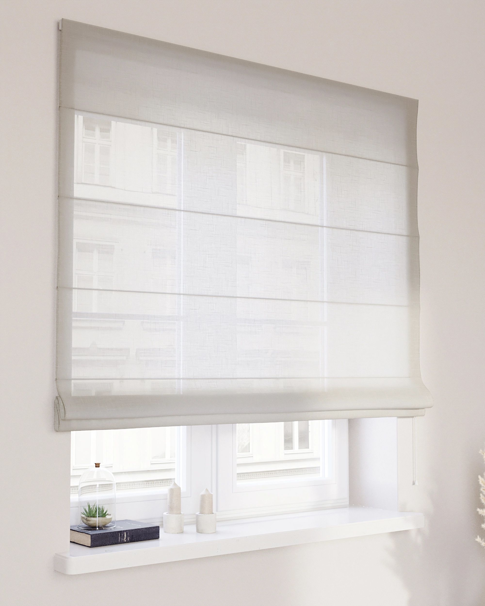 Capri Roman blind product colour cream fabric semi-sheer, structured