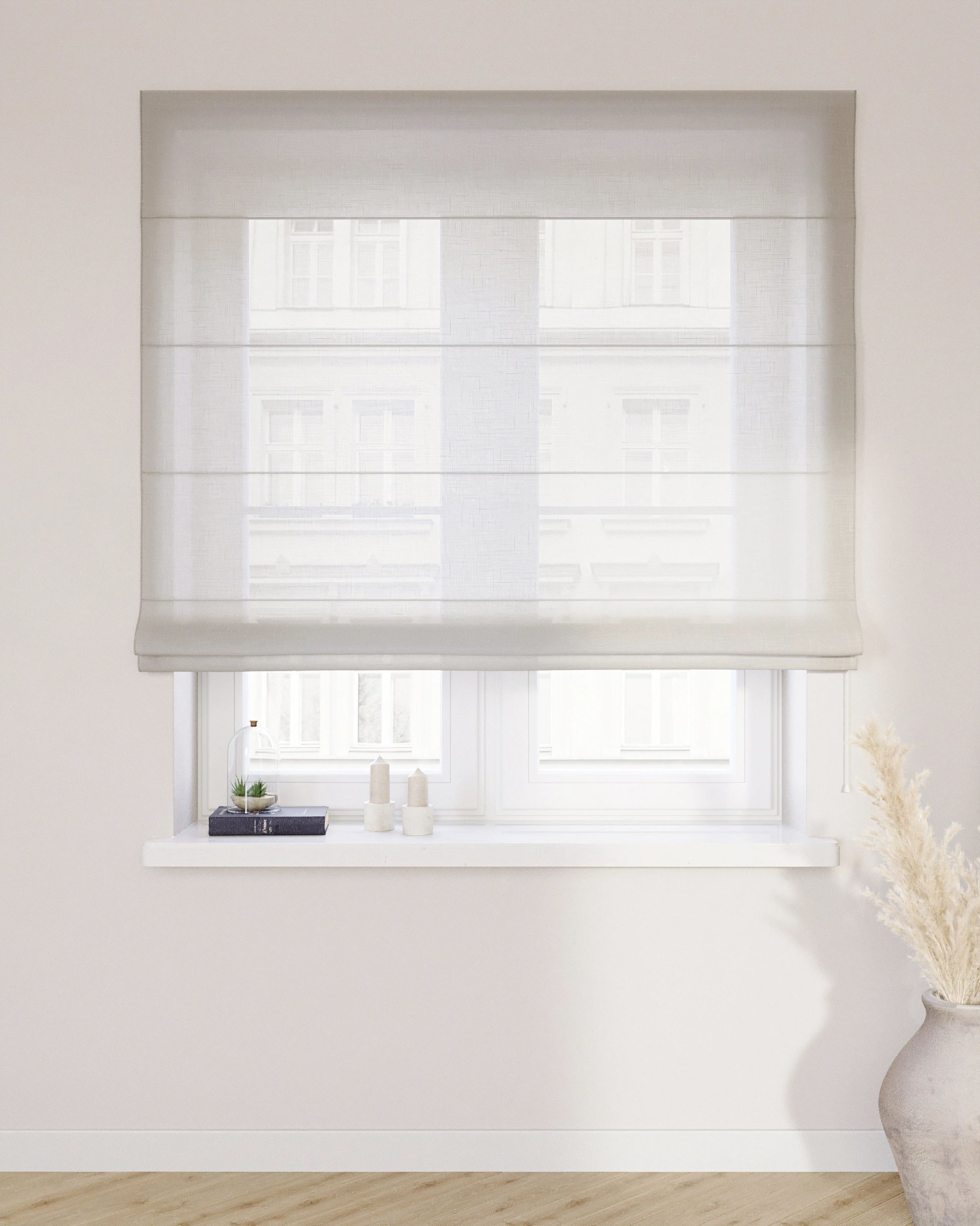 Capri Roman blind product colour cream fabric semi-sheer, structured (hover)