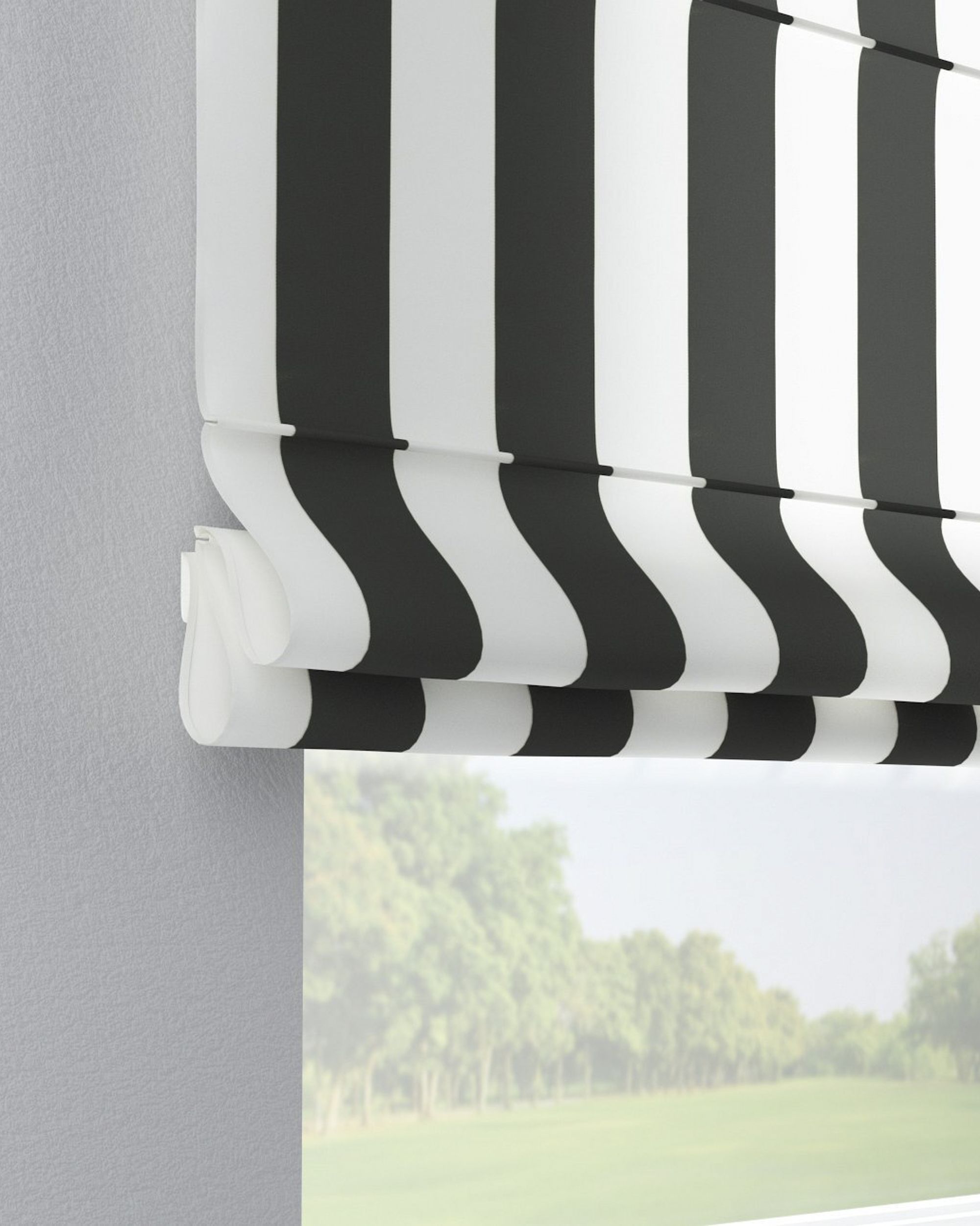 Capri Roman blind product colour black fabric patterned (hover)
