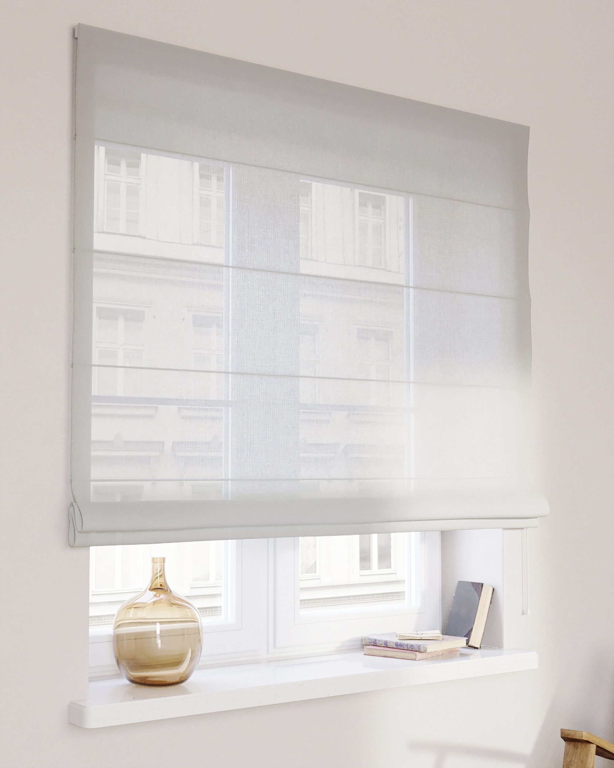 Capri Roman blind product colour cream fabric semi-sheer, structured
