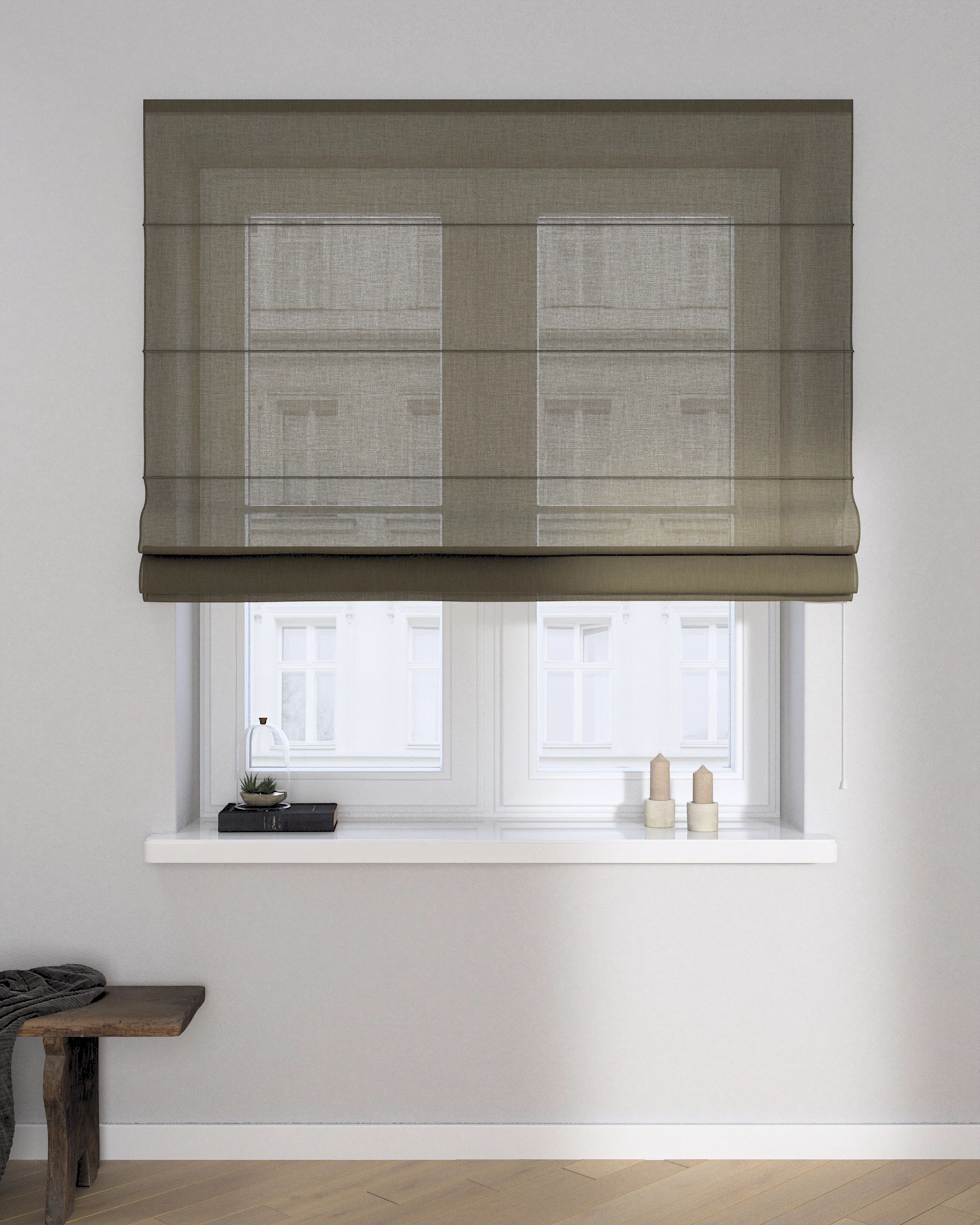 Capri Roman blind product colour brown fabric structured