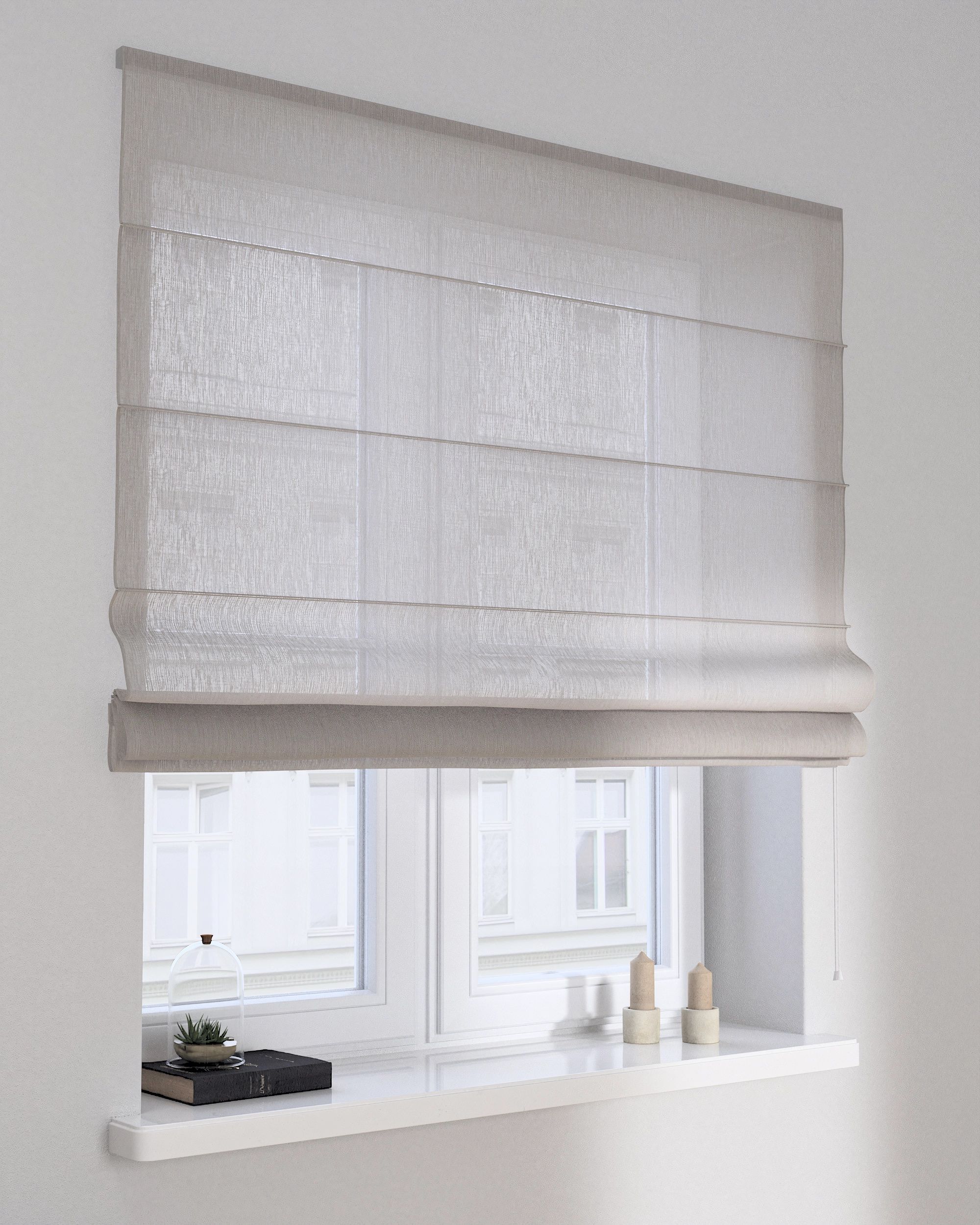 Capri Roman blind product colour beige fabric semi-sheer, structured (hover)