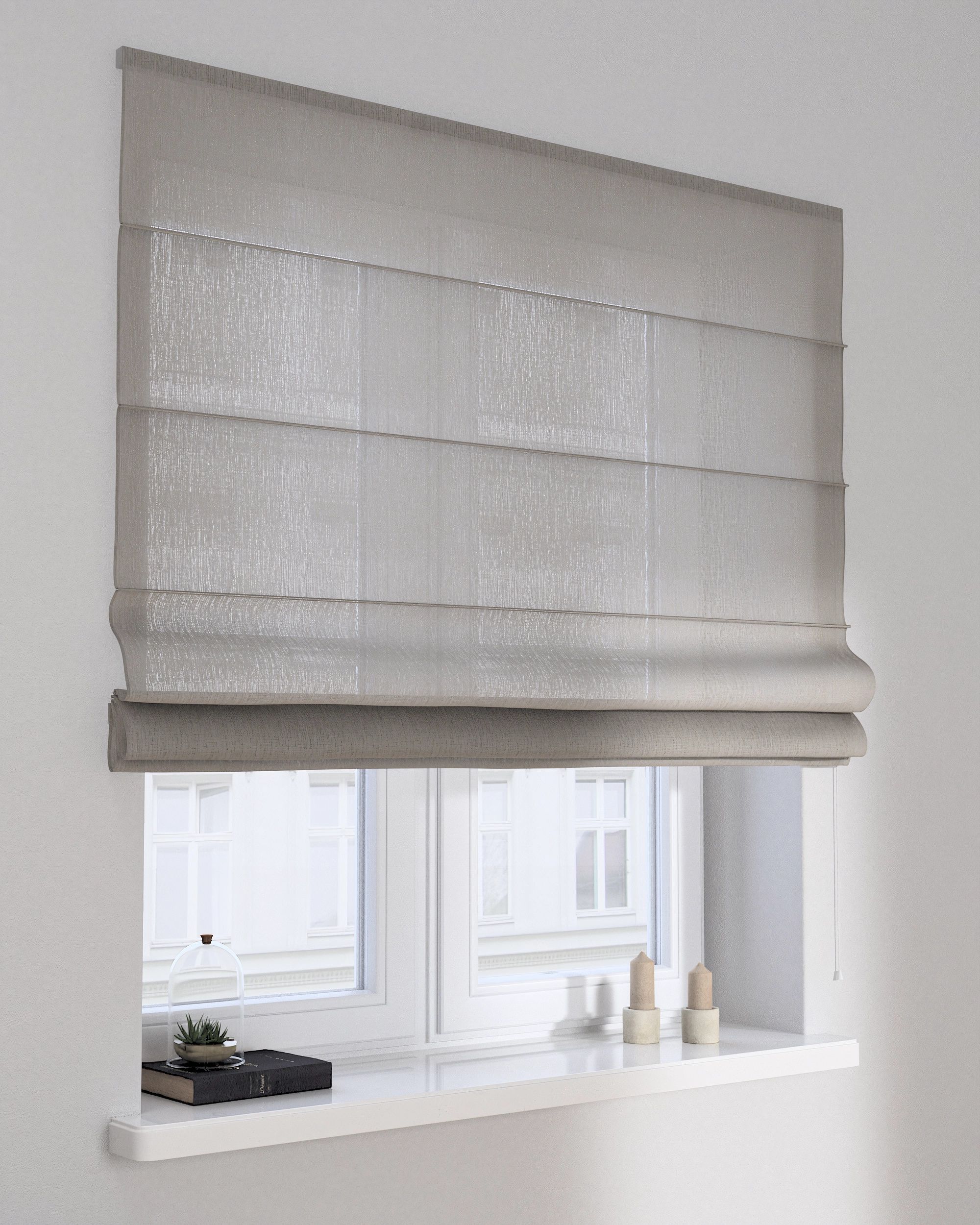 Capri Roman blind product colour beige fabric semi-sheer, structured (hover)