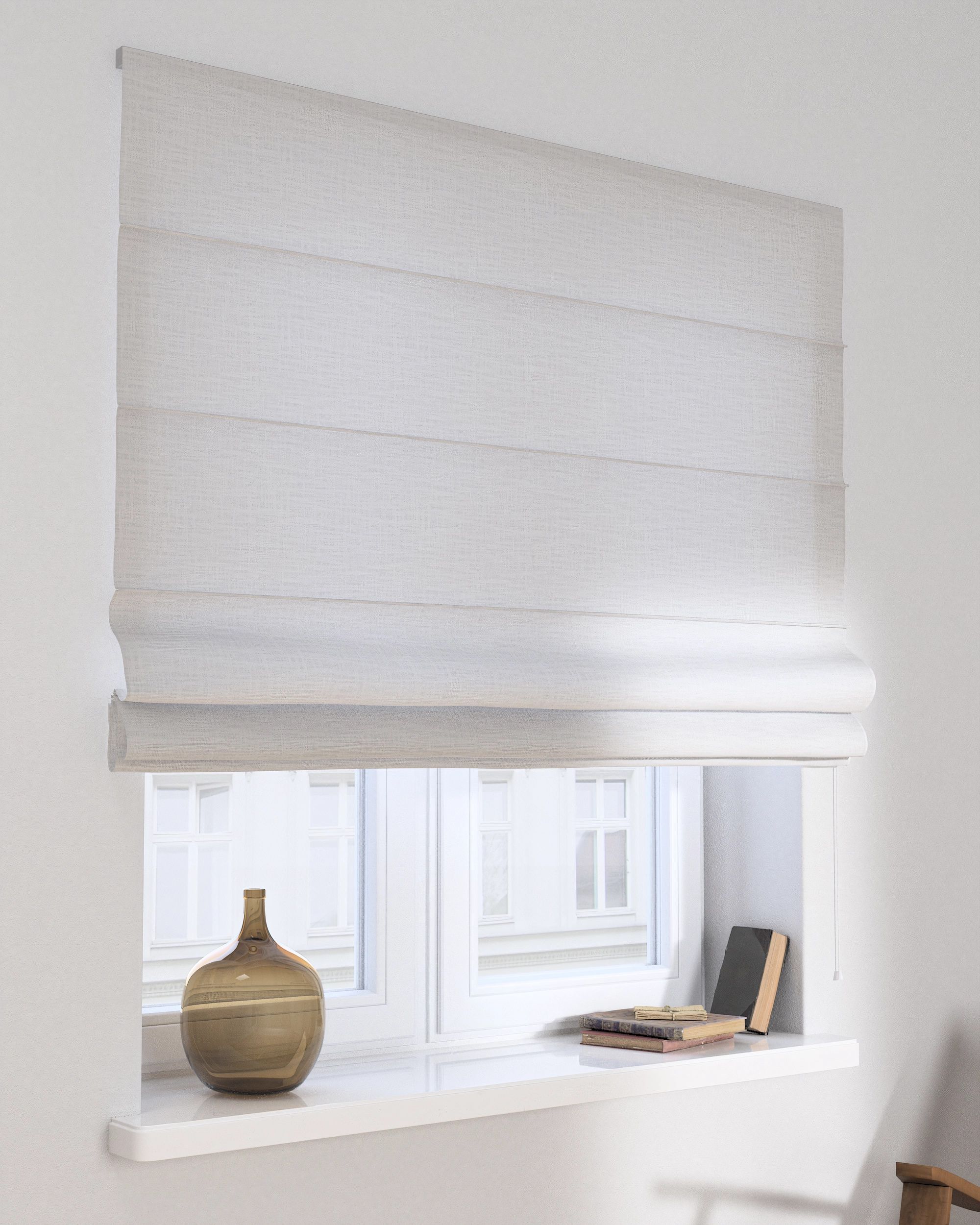 Capri Roman blind product colour white fabric structured