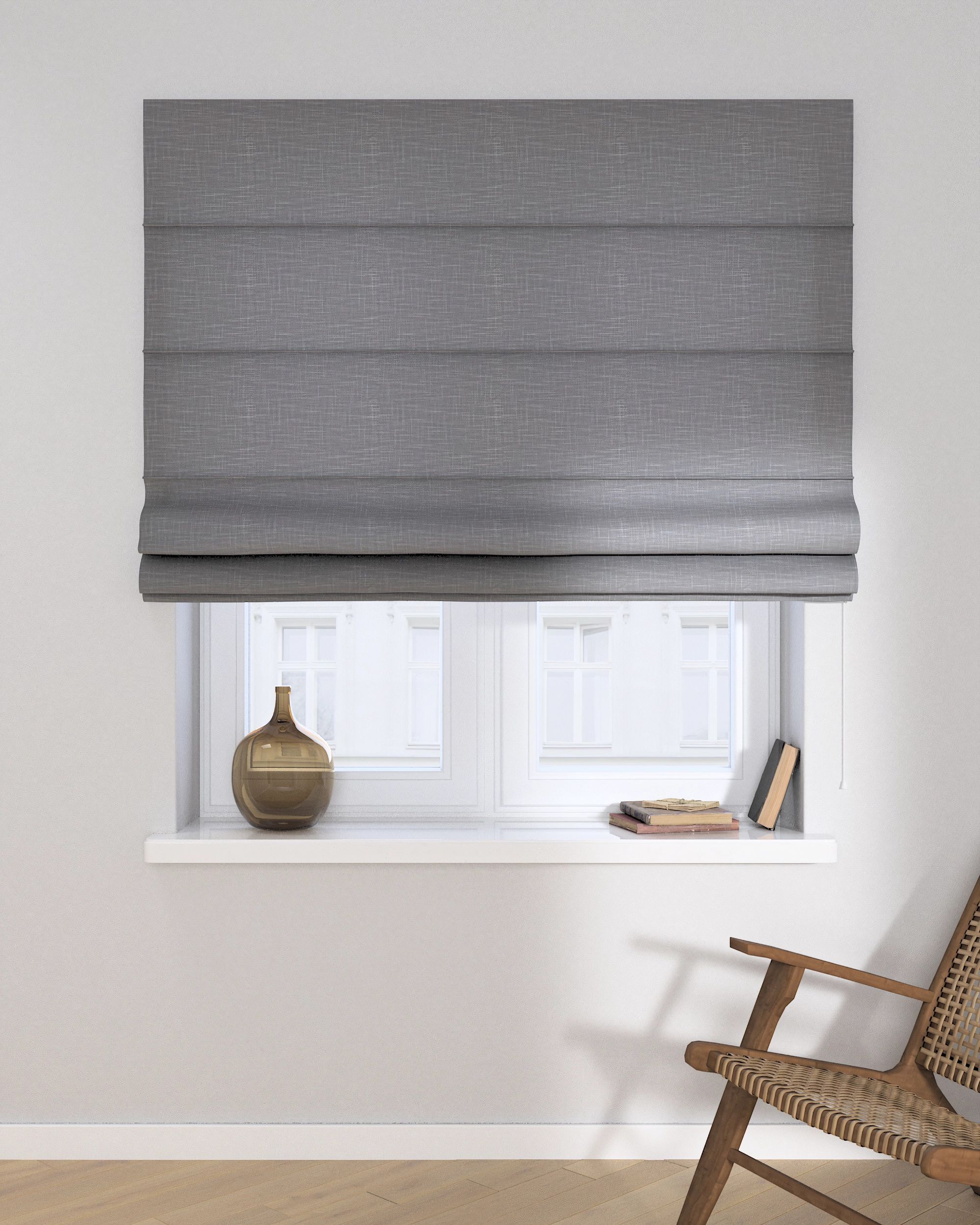 Capri Roman blind product colour grey fabric structured (hover)