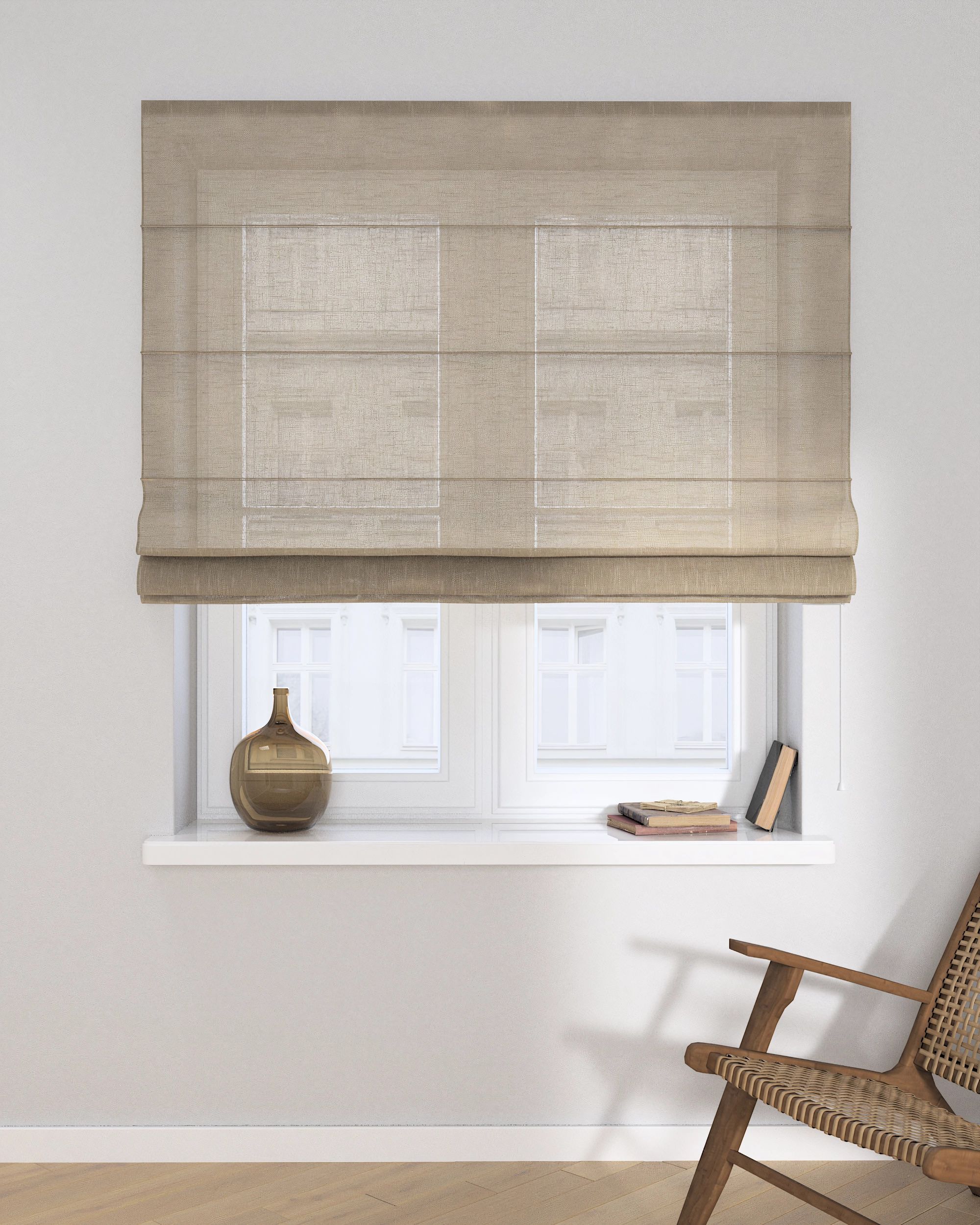 Capri Roman blind product colour beige fabric semi-sheer, structured (hover)
