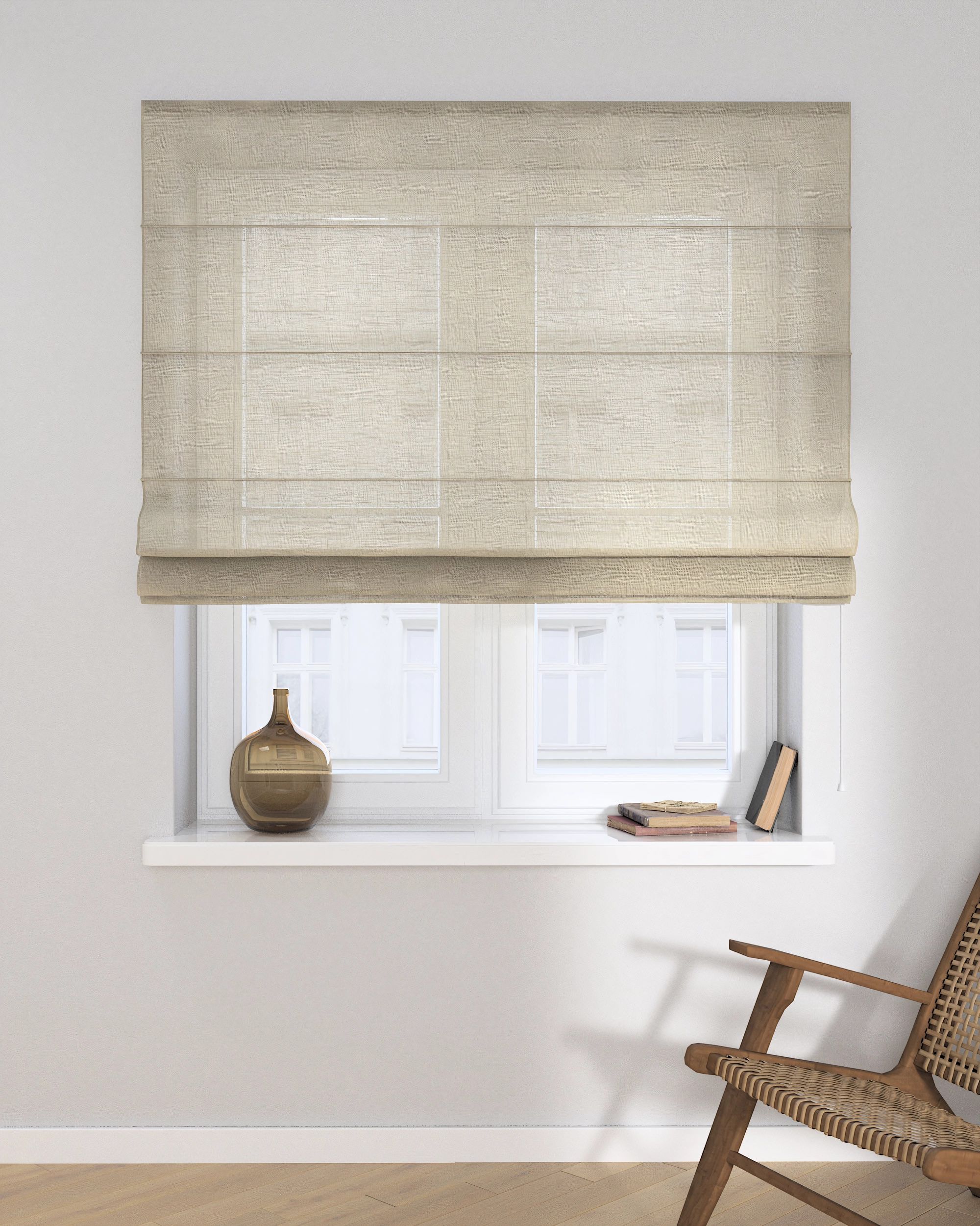 Capri Roman blind product colour cream fabric semi-sheer, structured (hover)