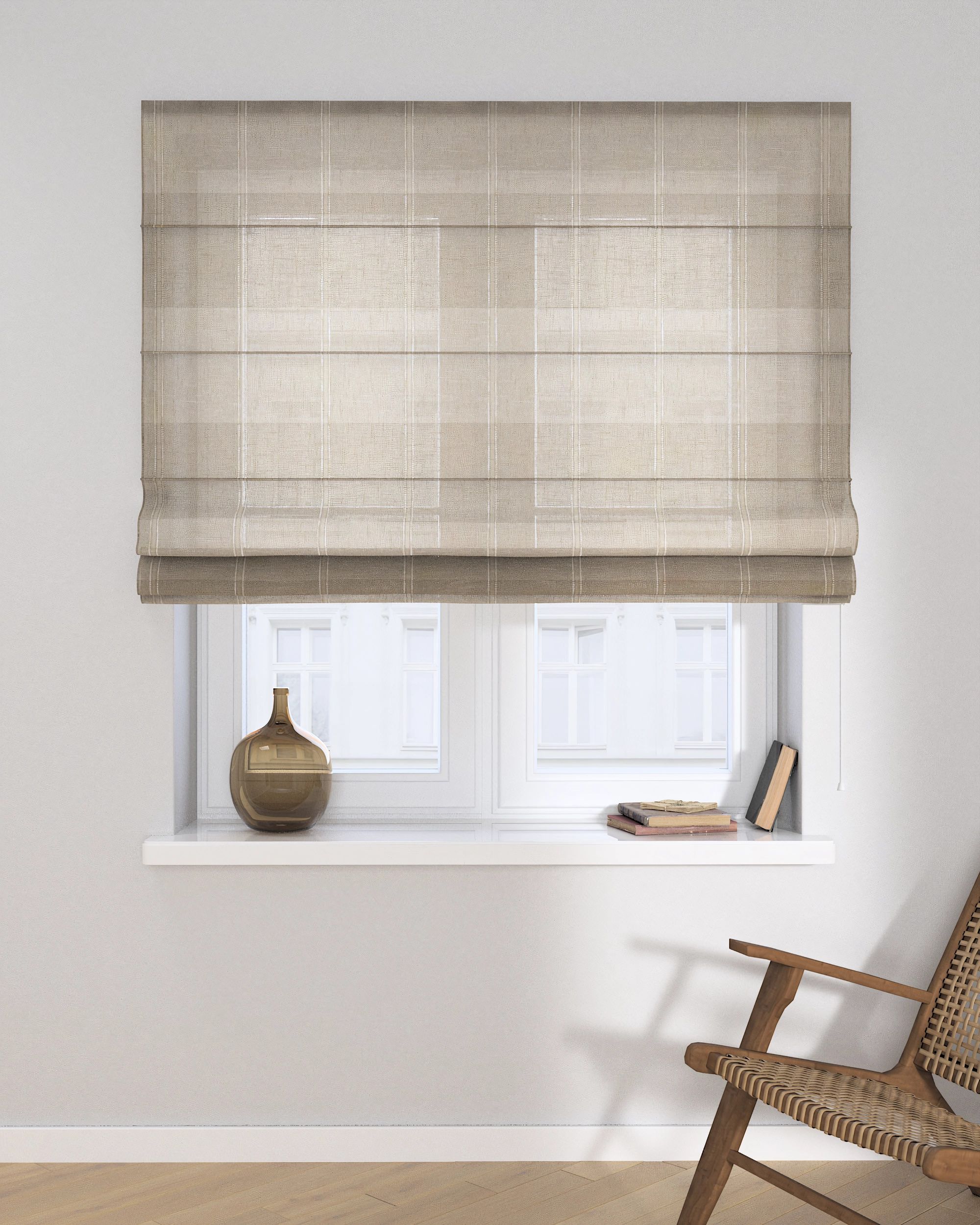 Capri Roman blind product colour beige fabric semi-sheer, structured, patterned (hover)