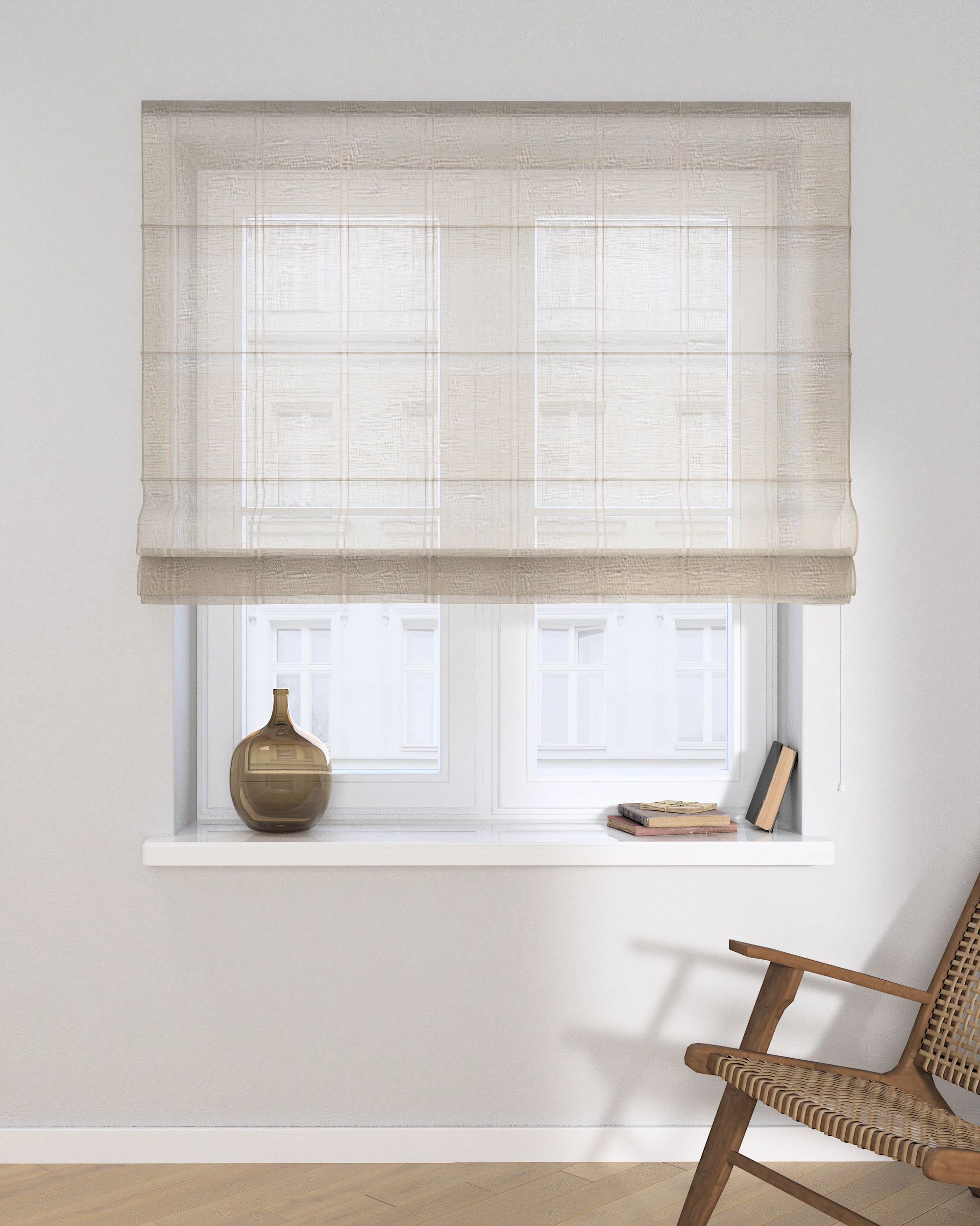 Capri Roman blind product colour cream fabric semi-sheer, structured, patterned (hover)