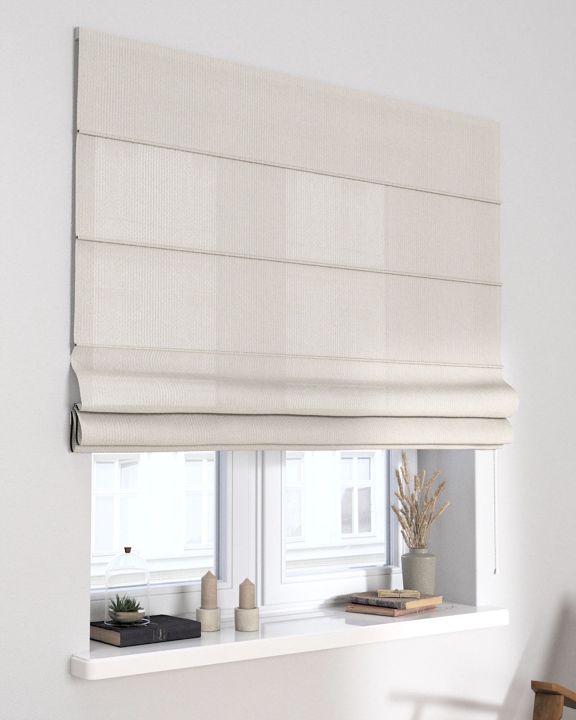 Capri Roman blind product colour white fabric structured