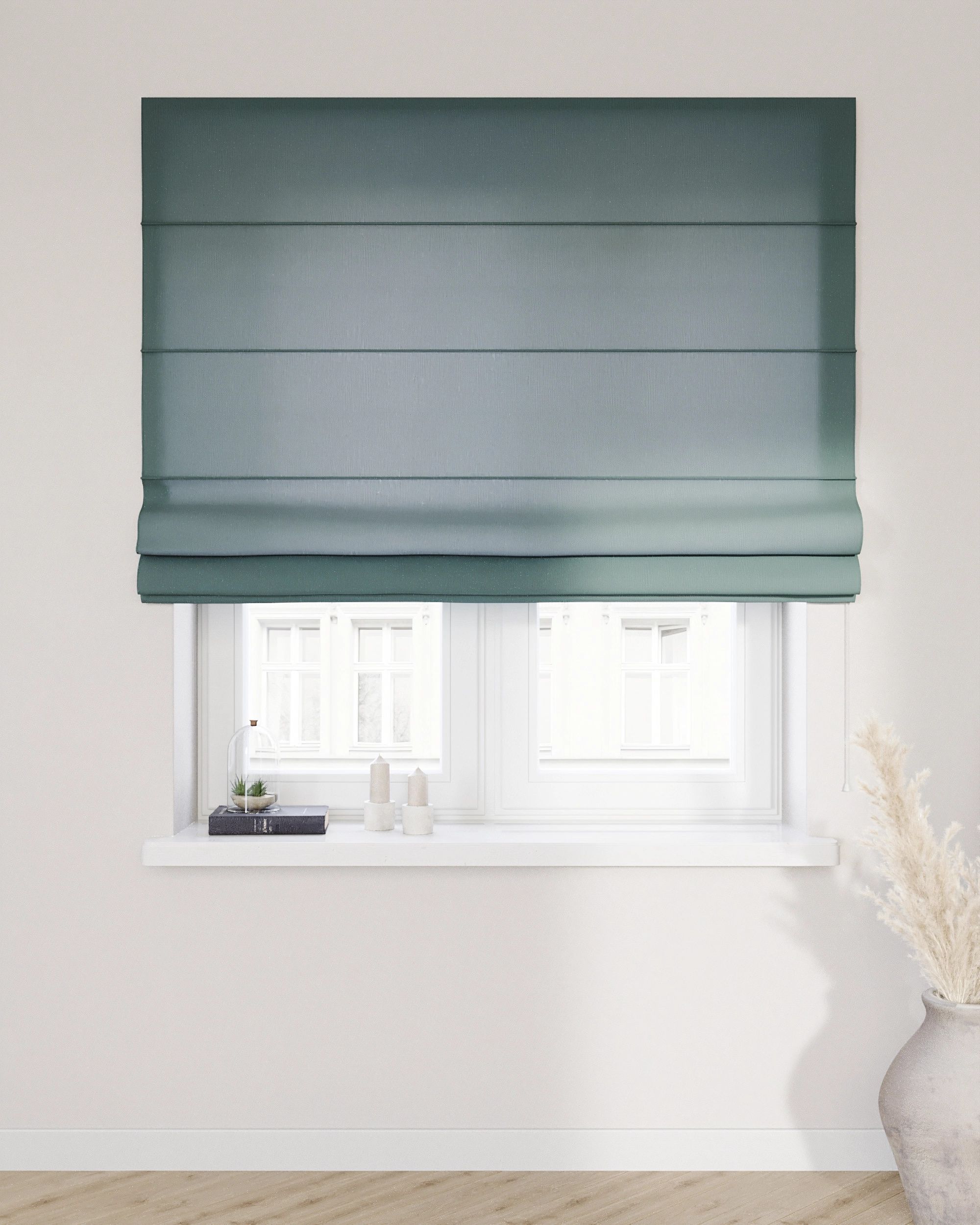 Capri Roman blind product colour green fabric semi-sheer, structured (hover)