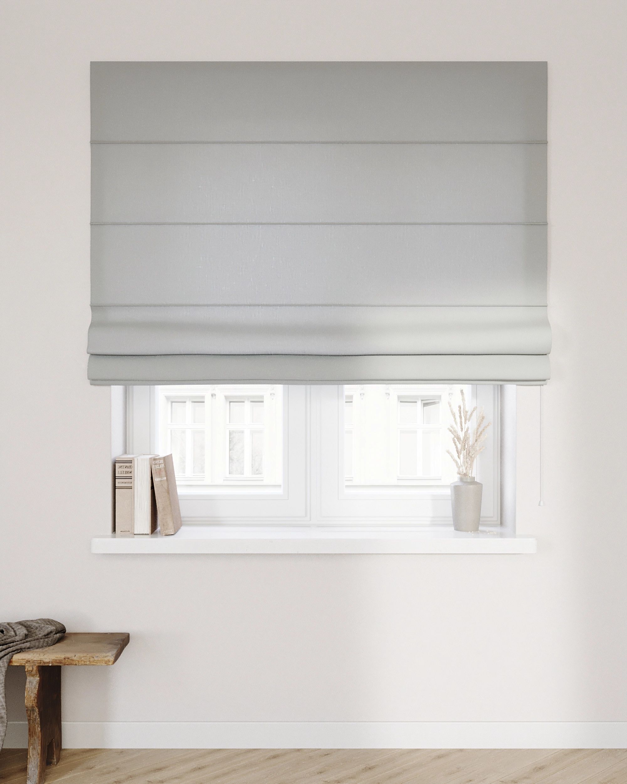 Capri Roman blind product colour grey fabric semi-sheer, structured (hover)