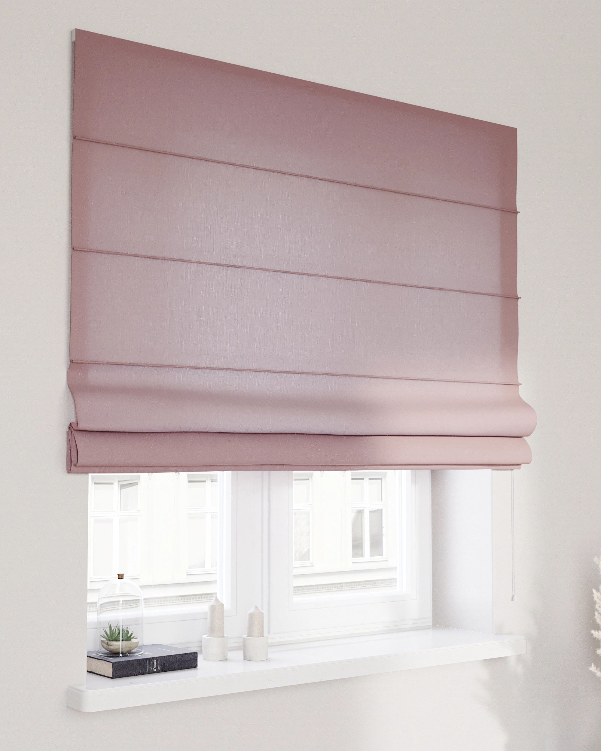 Capri Roman blind product colour pink fabric semi-sheer, structured