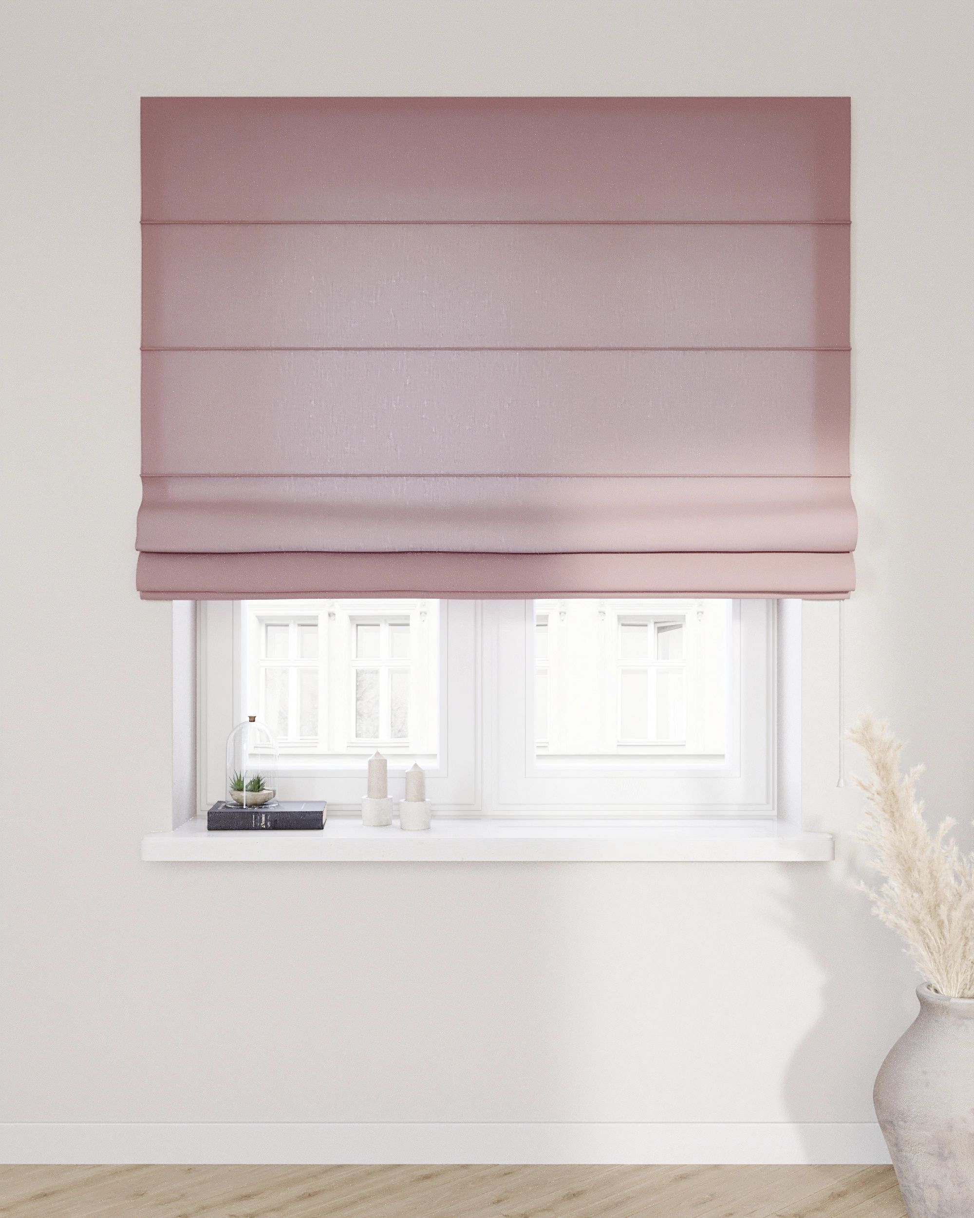 Capri Roman blind product colour pink fabric semi-sheer, structured (hover)