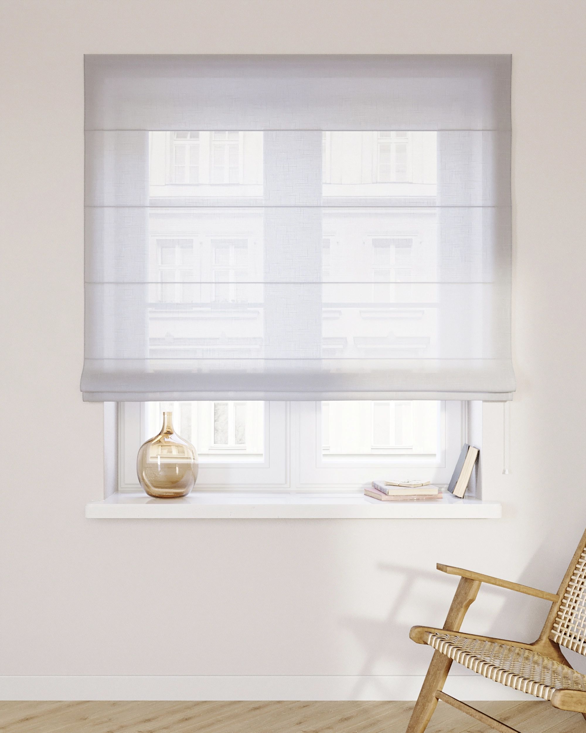Capri Roman blind product colour cream fabric semi-sheer, structured (hover)
