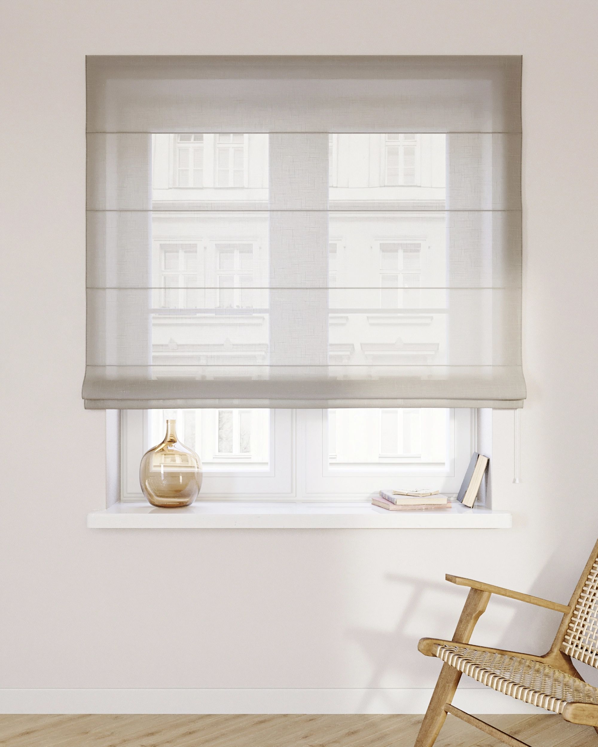 Capri Roman blind product colour beige fabric semi-sheer, structured (hover)
