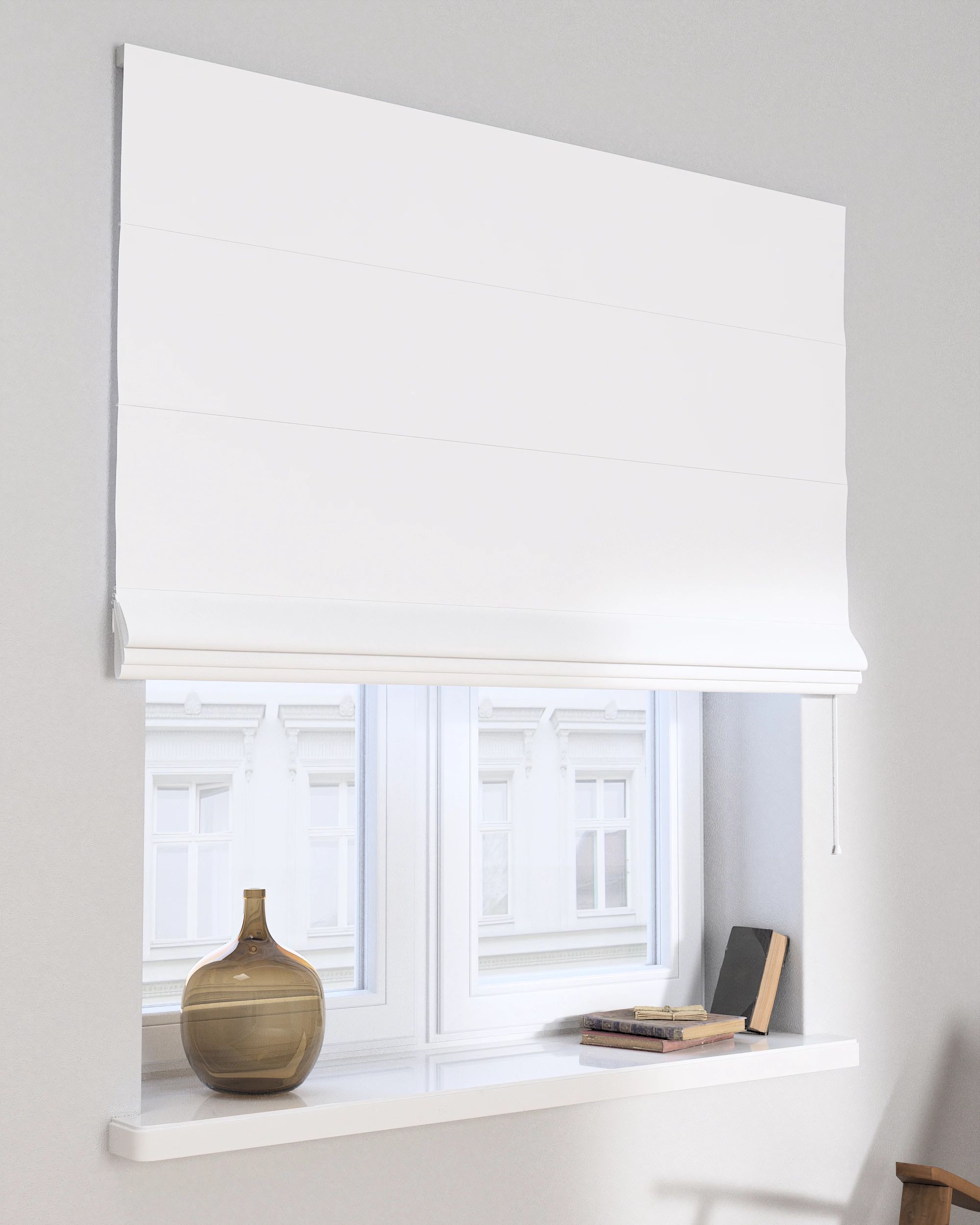 Capri Roman blind product colour white fabric blackout