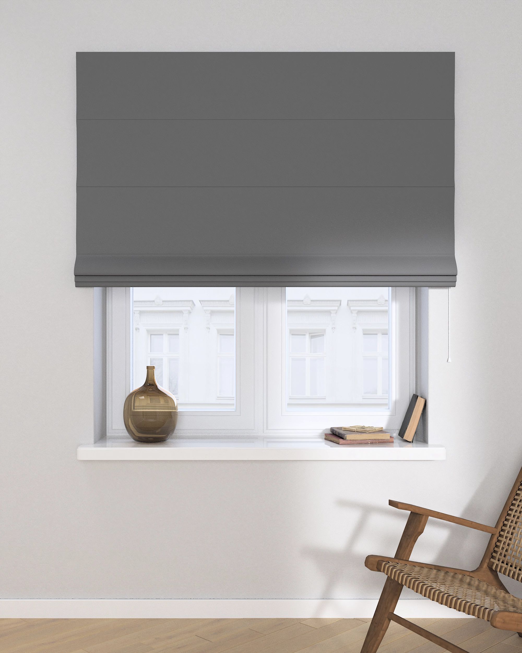 Capri Roman blind product colour black fabric blackout (hover)