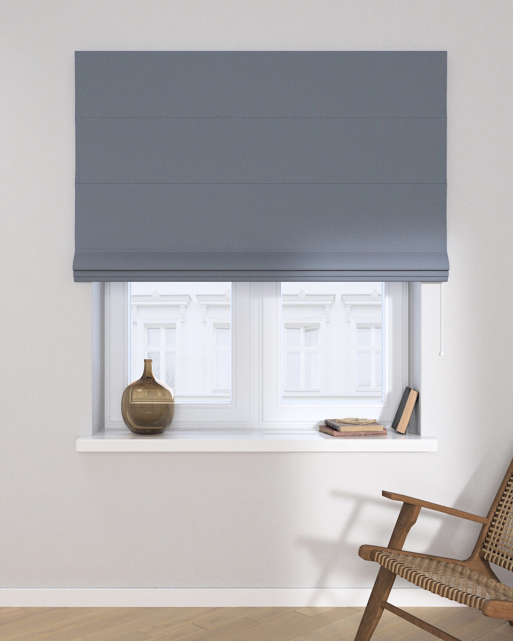 Capri Roman blind product colour navy blue fabric blackout (hover)