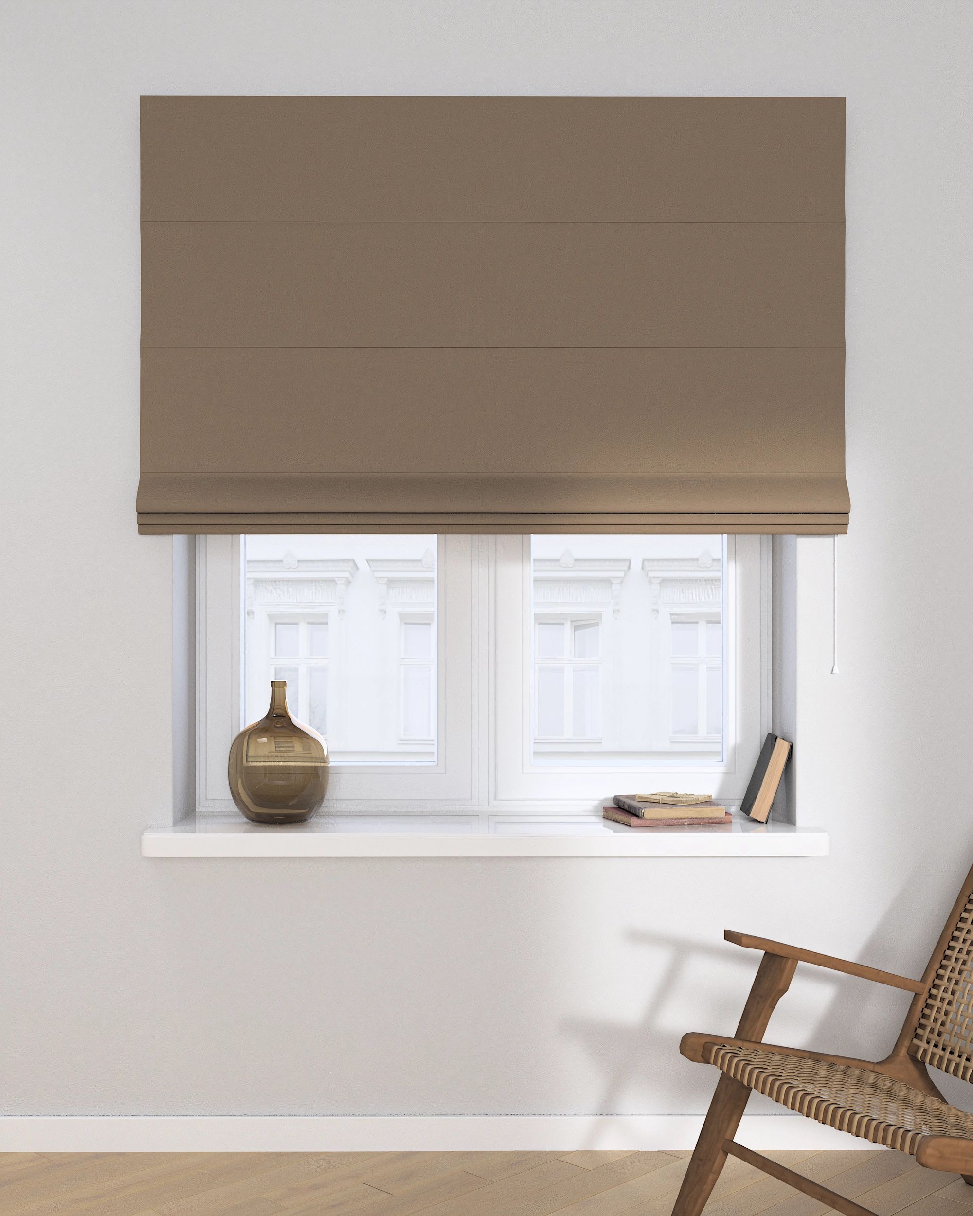 Capri Roman blind product colour brown fabric structured, blackout (hover)