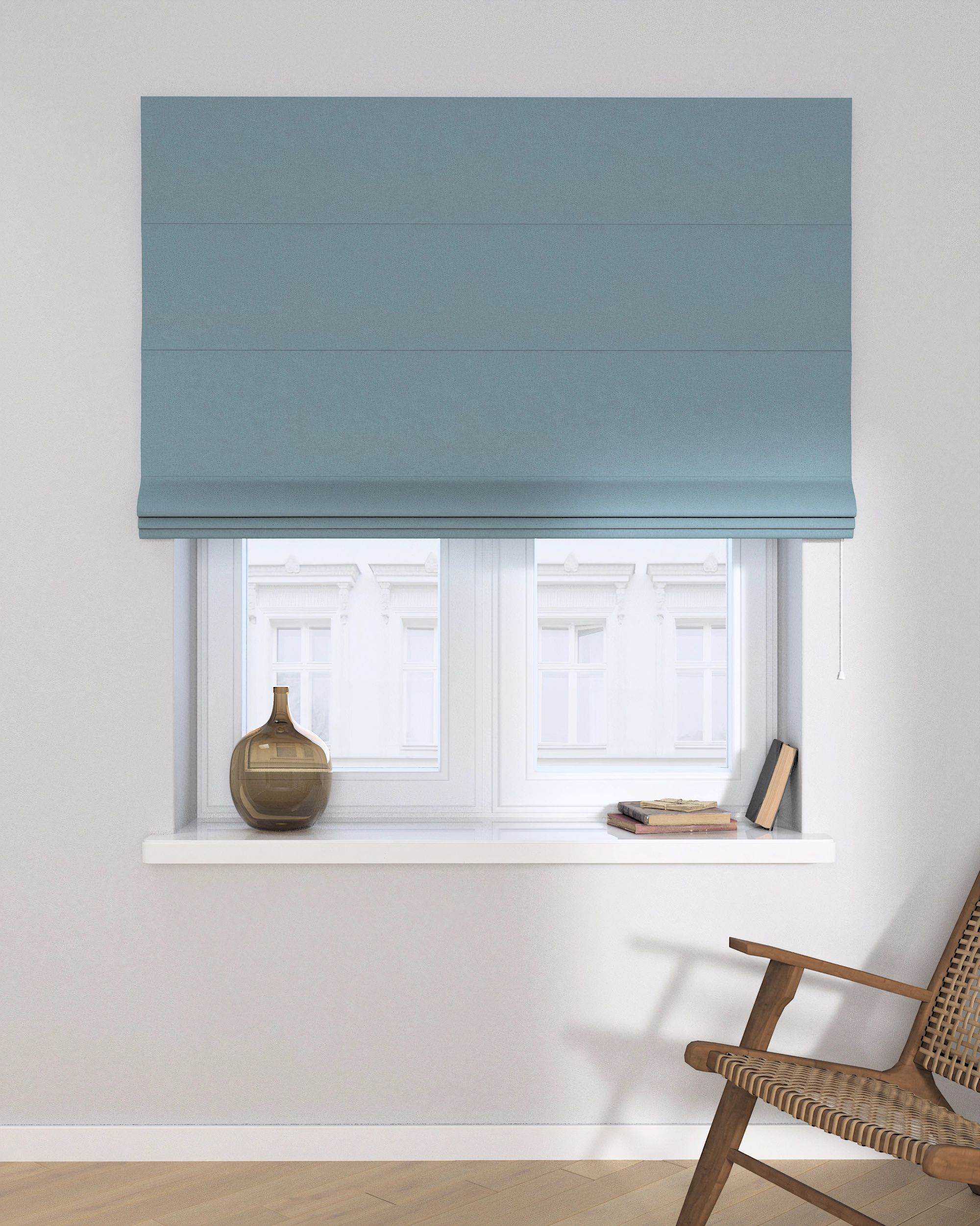 Capri Roman blind product colour blue fabric structured, blackout (hover)