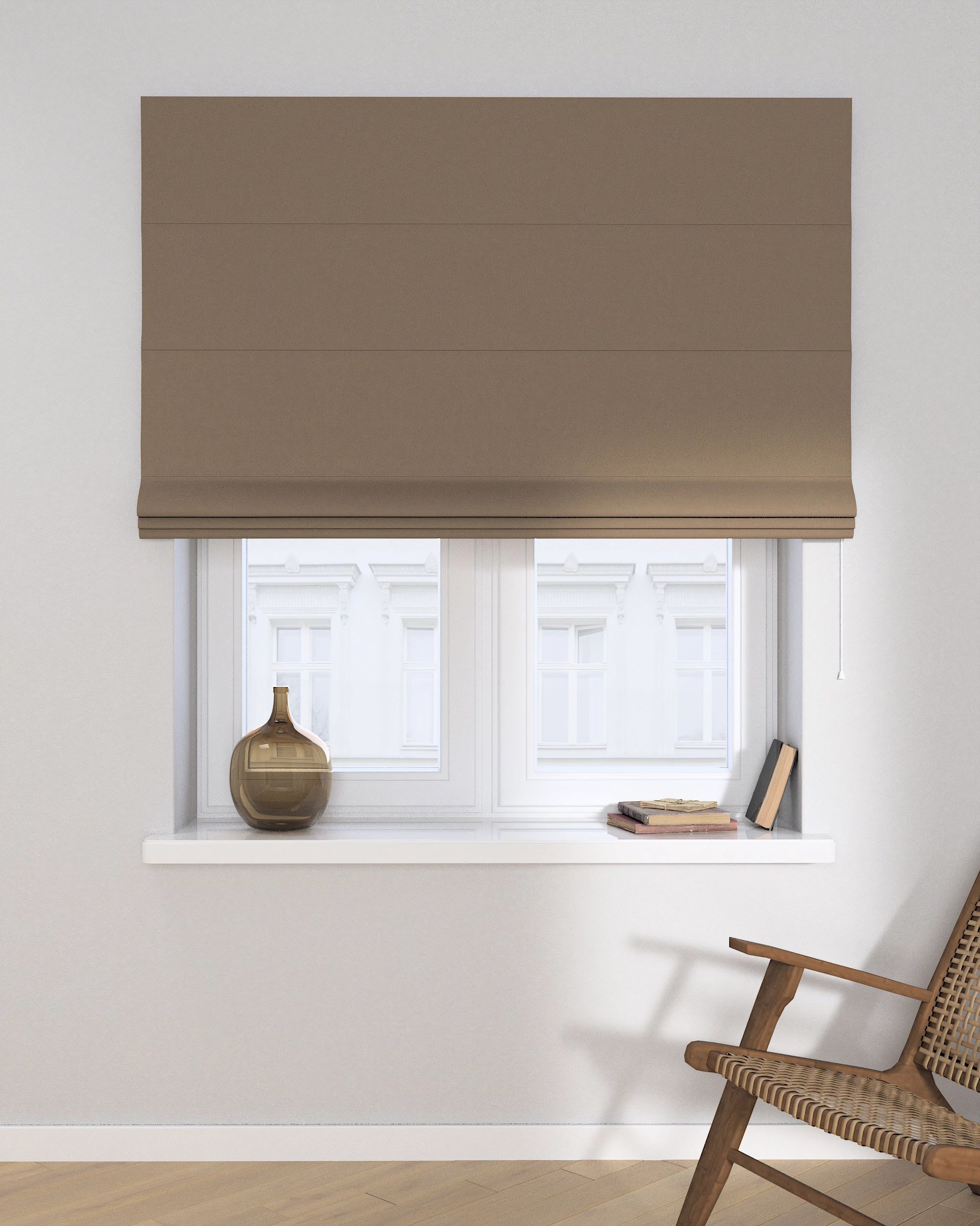 Capri Roman blind product colour brown fabric structured, blackout (hover)